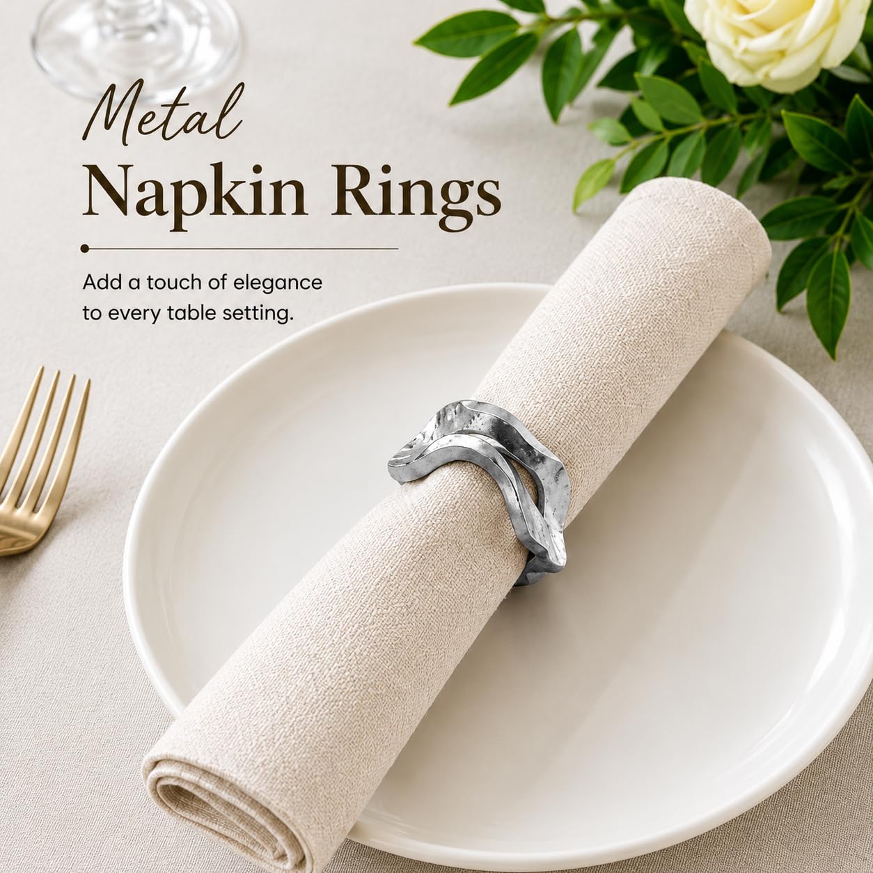 Set di 8 portatovaglioli moderni in alluminio, decorazione da tavolo in metallo leggero, porta tovaglioli da pranzo contemporaneo e pulito, antiruggine ed elegante, per la decorazione della tavola