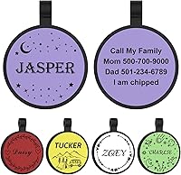 Vista 8 de YEHANTI Etiquetas de silicona grabadas para mascotas, silenciosas y ligeras, impermeables, personalizadas, con hermosos iconos, redondas