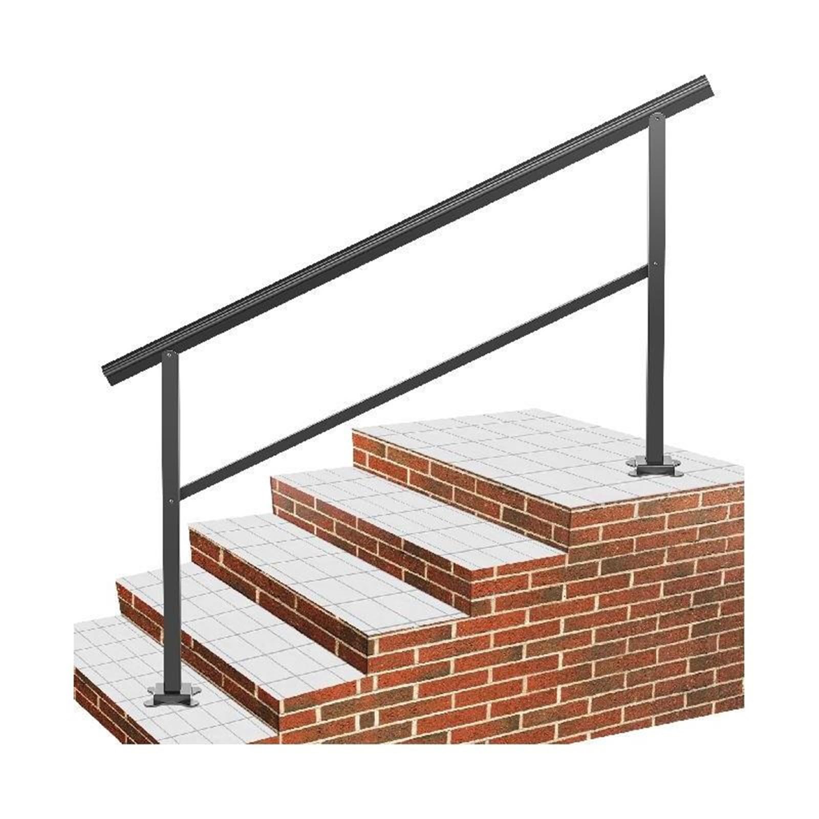 Rampe d'escalier en métal noir mat pour garde-corps de terrasse et marches de jardin