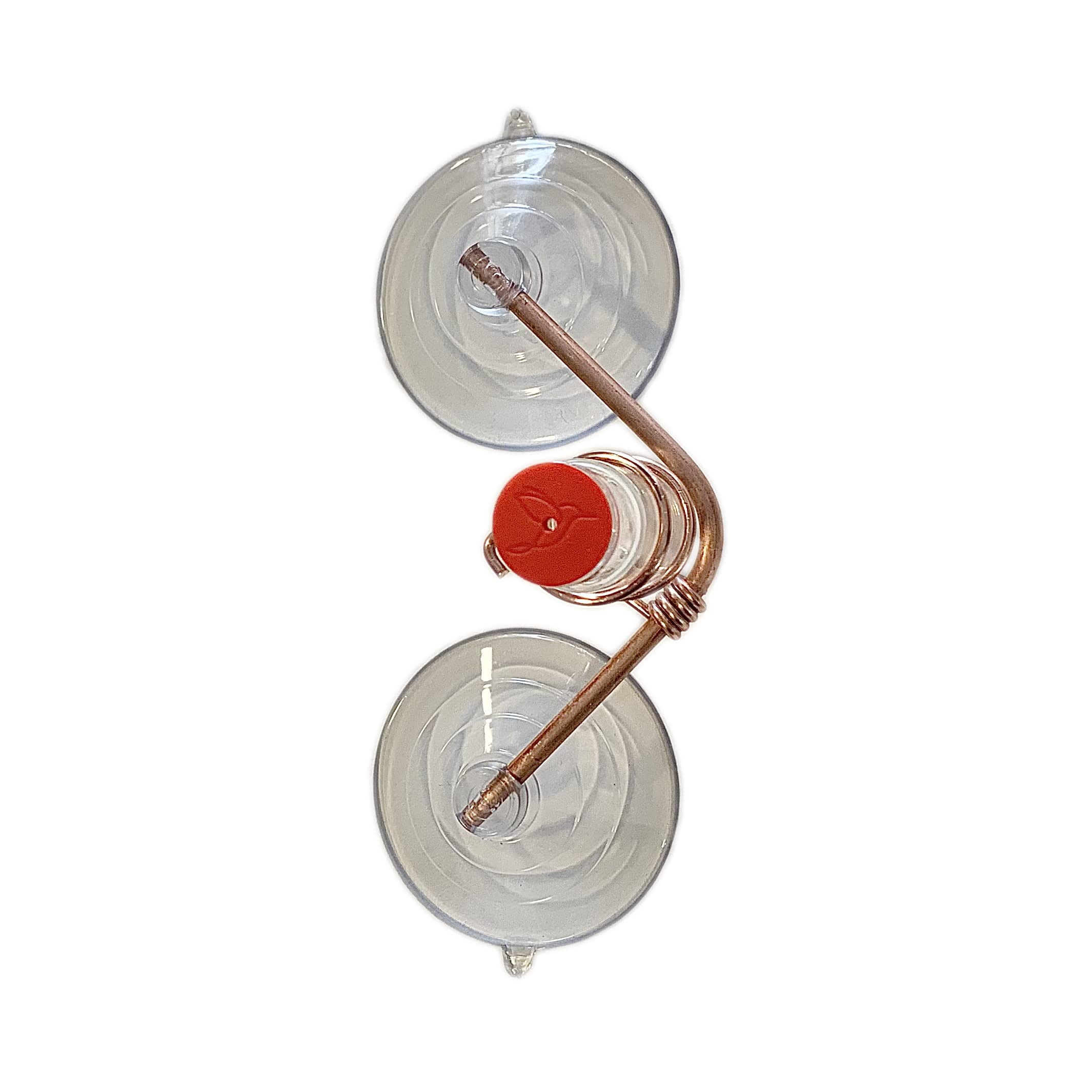 Geo Mini Feeder | Window Hummingbird Feeder | Copper and Aluminum | Multiple Stations | Modern Hummingbird Feeder | Glass Bottles | Suction Cups (Copper)