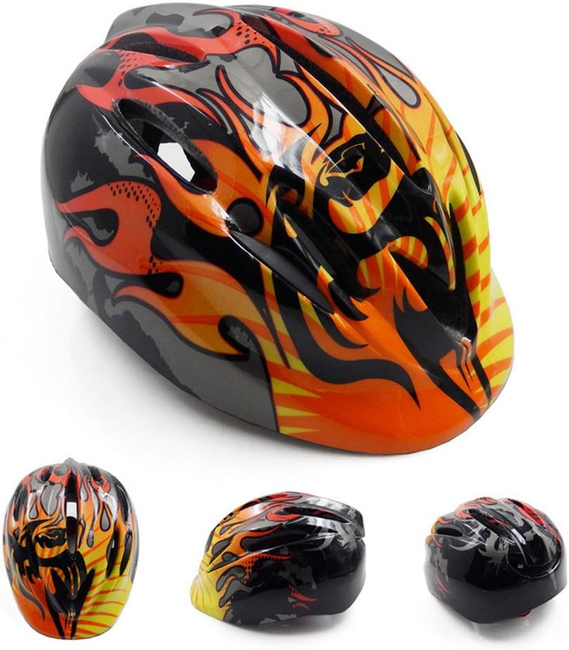 Candora Children Minie Riding Helmets Ride Headgear Safety Bike Kids Bike Bicycle Cycling Riding Protective Helmet (Black Flame)