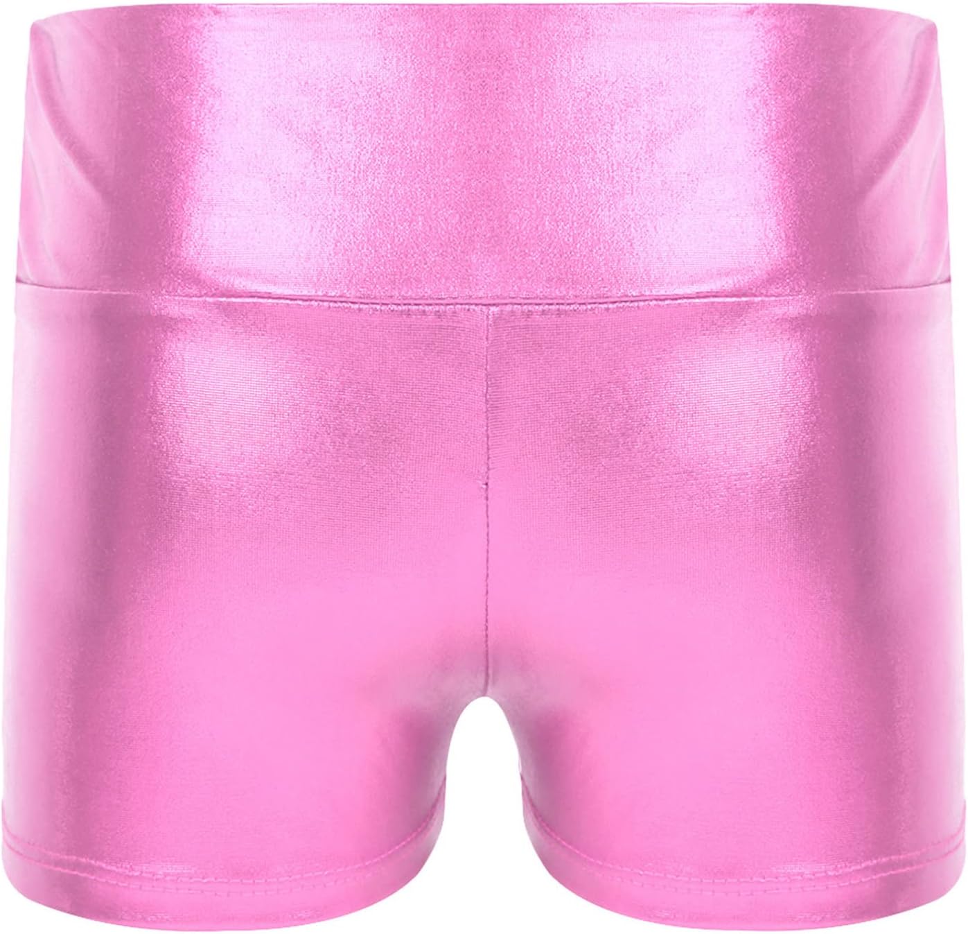 Kids Girls Shiny Metallic Gymnastics Shorts Dancewear High Waist Ballet Dance Shorts Tumbling Bottom