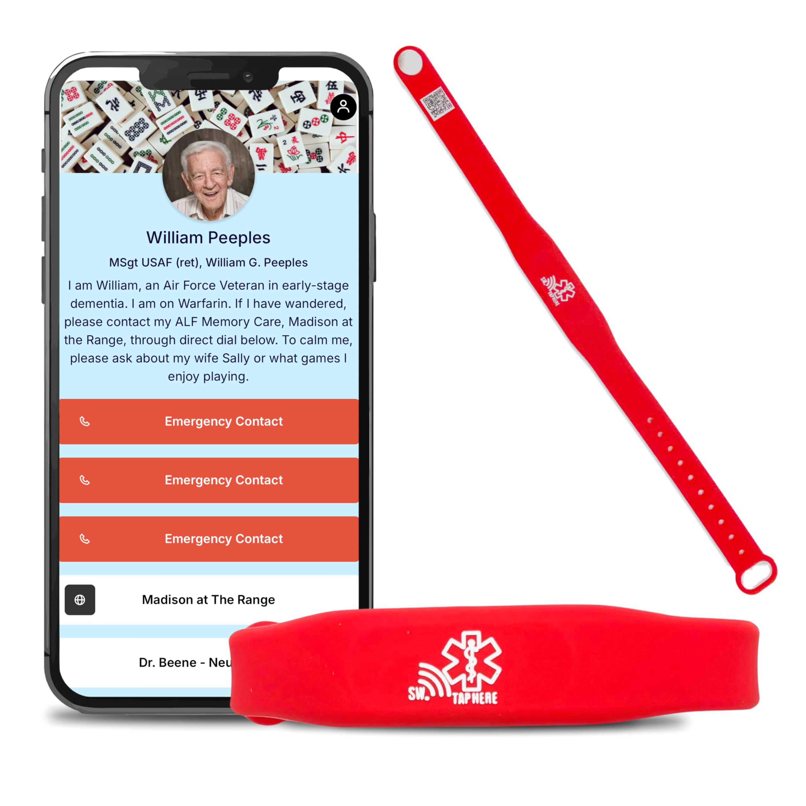 Sharewear Medical Alert Bracelet, NO SUBSCRIPTION Medical ID Smart Bracelets for Women & Men, FREE Editable Digital Profile, Silicone and Waterproof, No charging or batteries