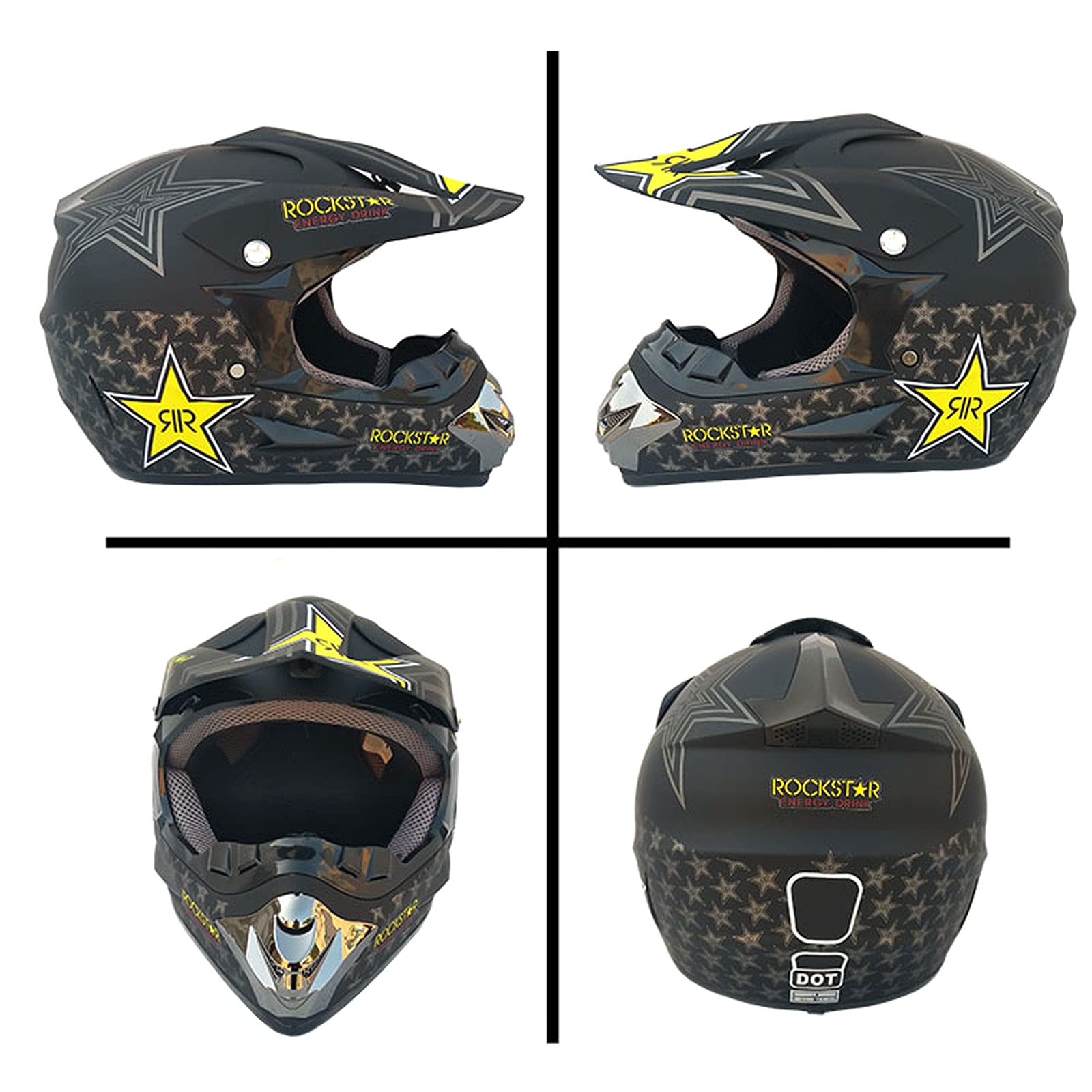 Casco Integral con Gafas, Guantes, Máscara, Casco Conjunto De Casco De Motocross para Motocicleta para Adultos para Hombres Adultos Mujeres