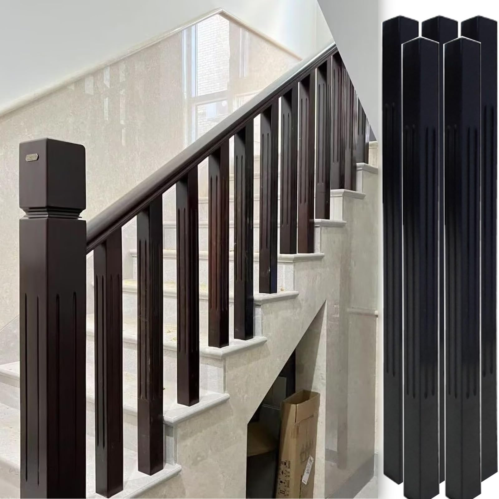 Broches d'escalier carrées en bois pour balustrade de porche et balcon