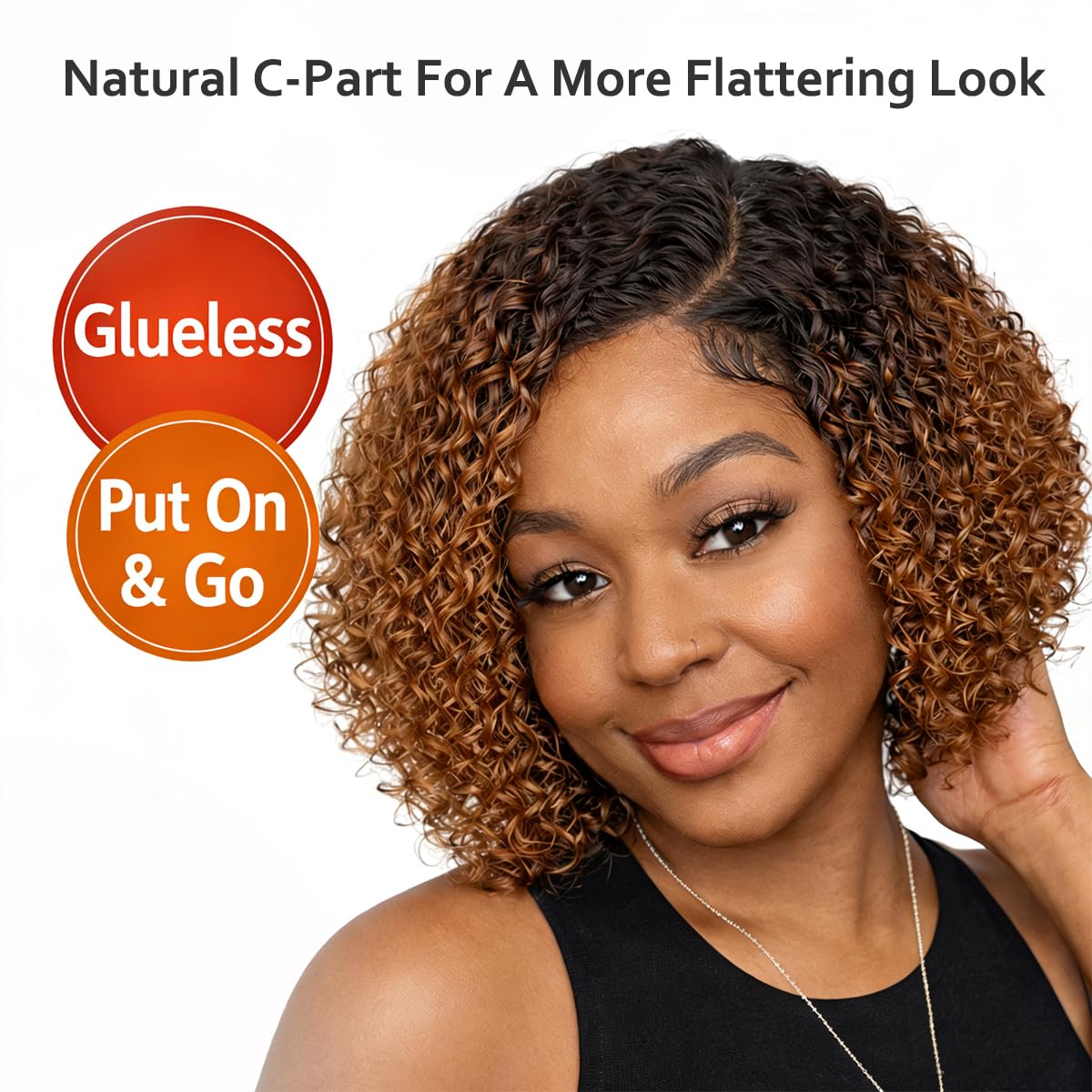 Ombre Curly Bob Wig Human Hair 10 Inch Side Part T1B/30 Short Curly Wigs for Black Women Water Wave Glueless Wear and Go Wigs Pre Plucked Pre Cut Two Tone Wet and Wavy Lace Front Wig