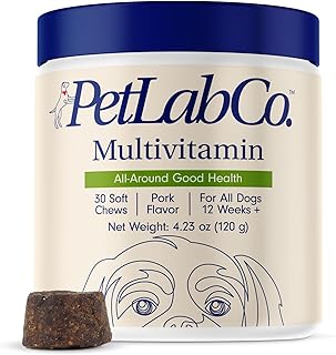 22 in 1 Dog Multivitamin - Support Dog's Immune Response, Skin, Coat, Joints & Overall Health - Vitamins A, E, D, B12, Minerals, Antioxidants - Chewable Pork Flavor