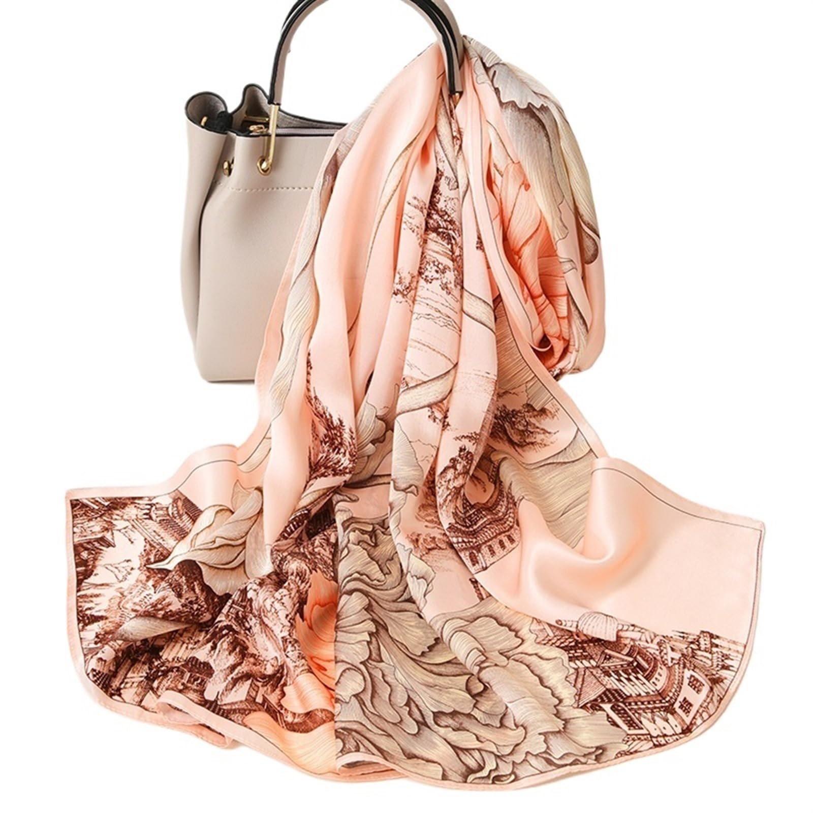 Pañuelo Bufanda larga de seda for mujer, chal satén natural, fina, for primavera, for el cuello, auténtica