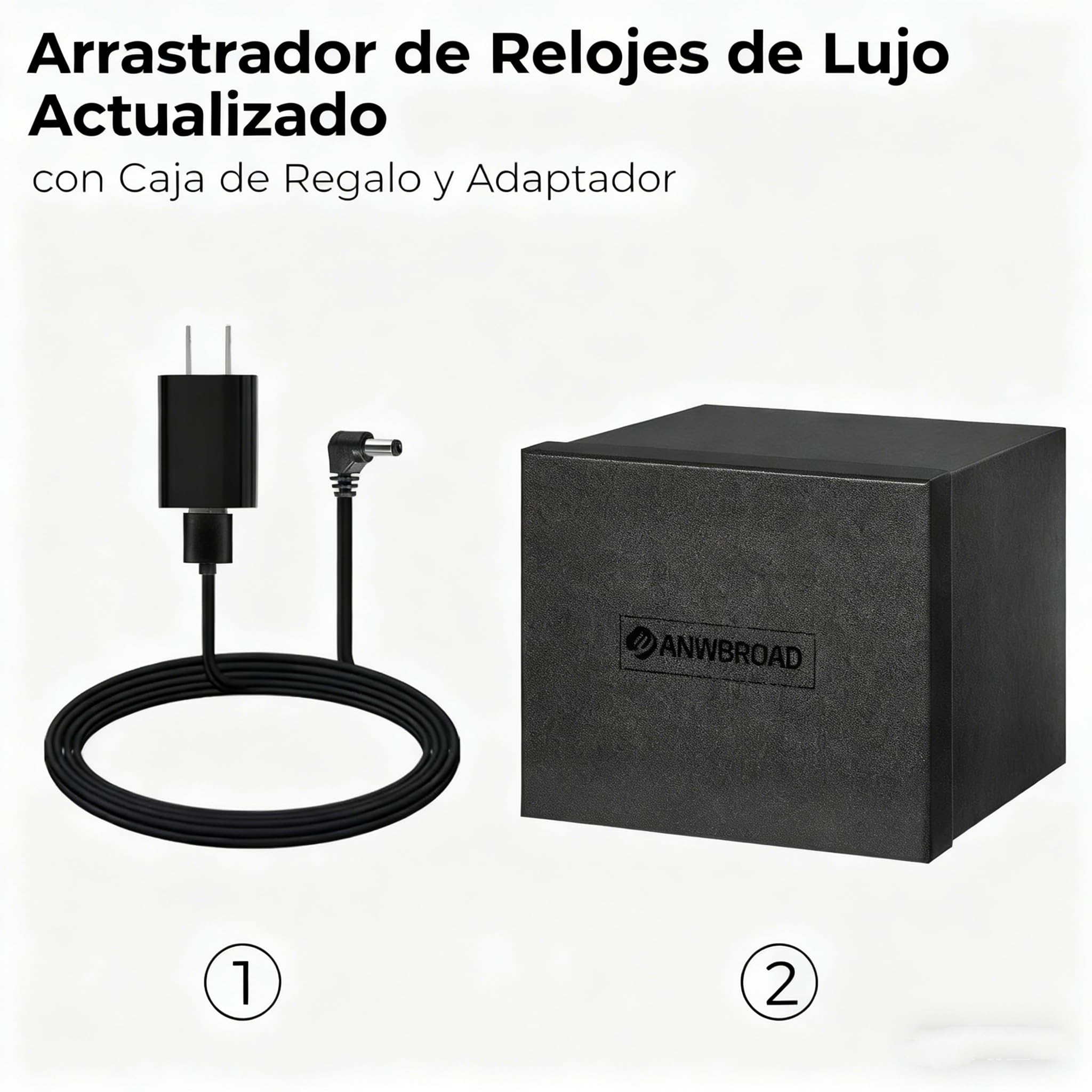 ANWBROAD Caja Relojes Automáticos para 3 Relojes Watch Winder 4 Modos de Rotación con LED y Motor Rotador Mabuchi Supersilencioso Giratoria de Regalo JWW013M