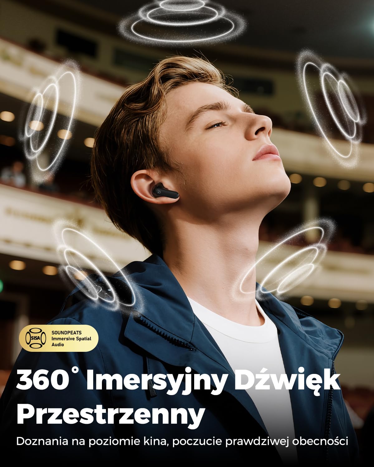 SOUNDPEATS Q3 Pro Bezprzewodowe Słuchawki Douszne z Aktywną Redukcją Szumu Dźwięk Przestrzenny 13mm Przetworniki 42 Godziny Odtwarzania Bluetooth 6.0 Wodoodporność IP55 Idealne do Gier Czarny