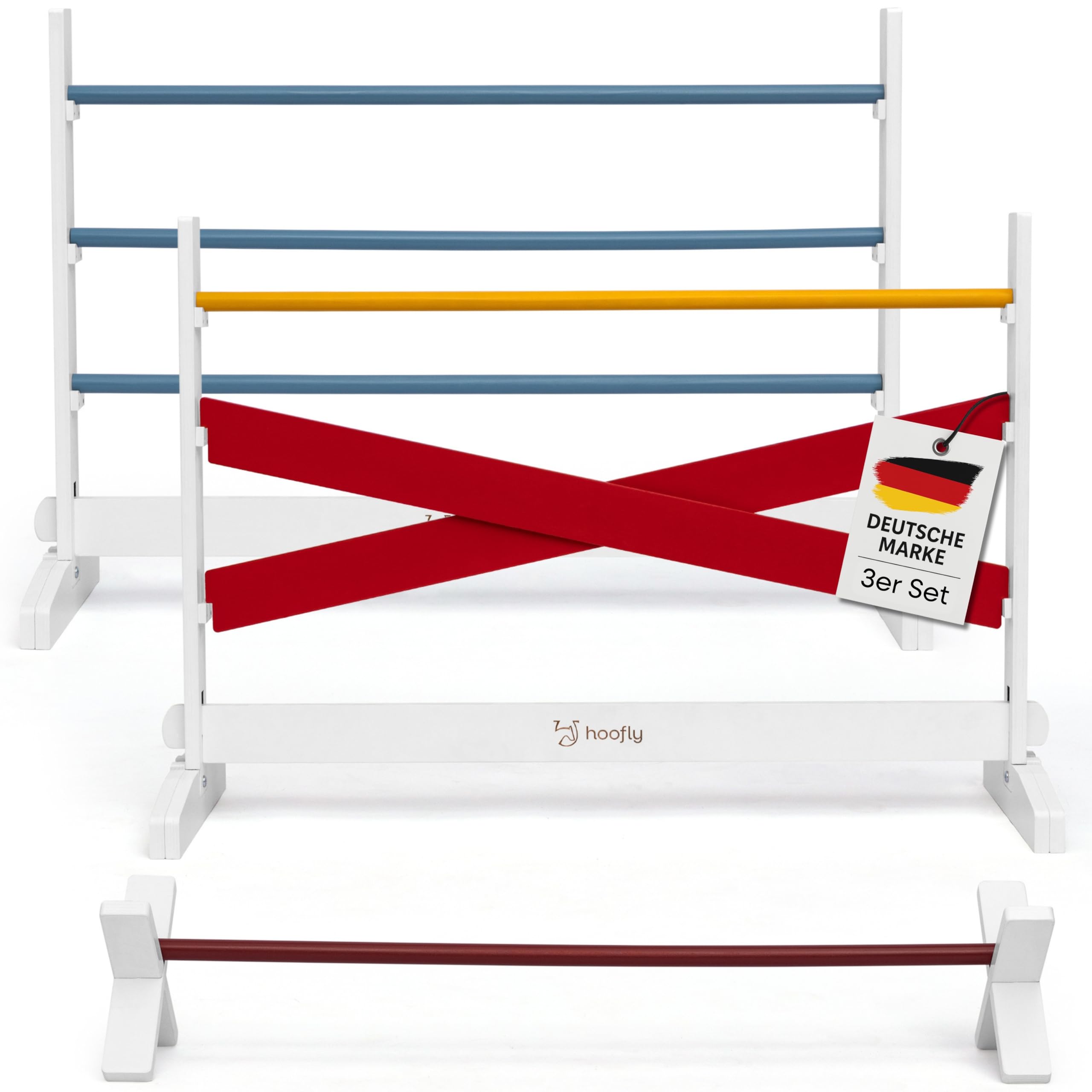 Hoofly Hobby Horse Hindernisse Set – 2 Steilsprünge & 1 Cavaletti/Hindernisse Hobby Horsing Zubehör & Hürden Kinder/Sprünge zum Spielen & Trainieren/Steckenpferd Parcours & Geschenk Kinder