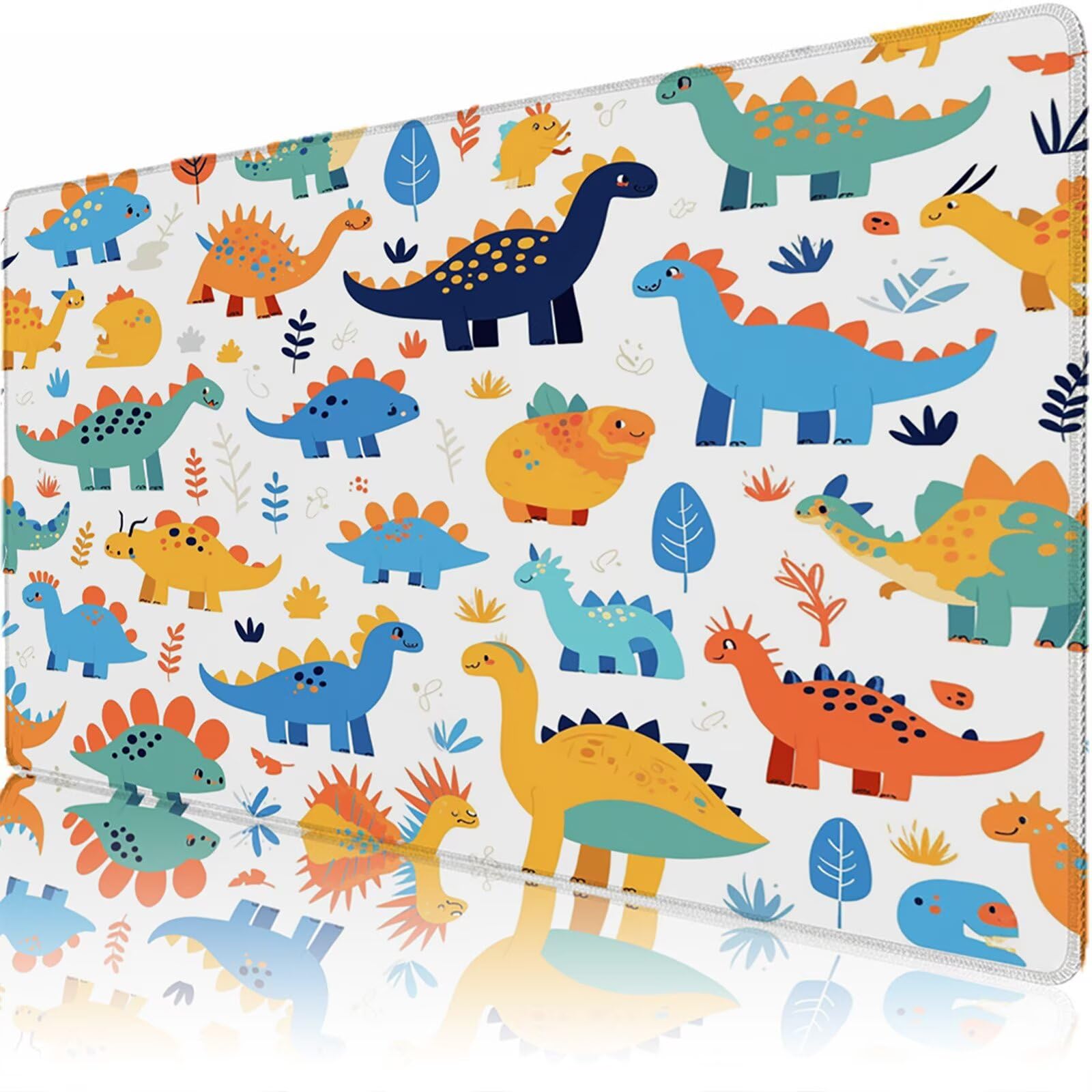 Alfombrilla Escritorio Grande 1200 x 600 x 3 mm, Alfombrilla Ratón Gaming XXL, Cuento De Hadas Tapete de Ordenador, Base Antideslizante y Bordes Reforzados, Impermeable Desk Mat (Dinosaurio) L-x7692