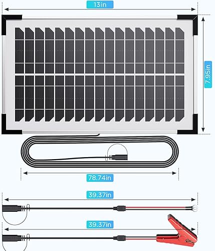 Miniatura 7 de Cargador de batería solar de 7.5 W y 12 V, panel solar de 12 voltios para batería de automóvil con controlador inteligente, cargador solar de vidrio