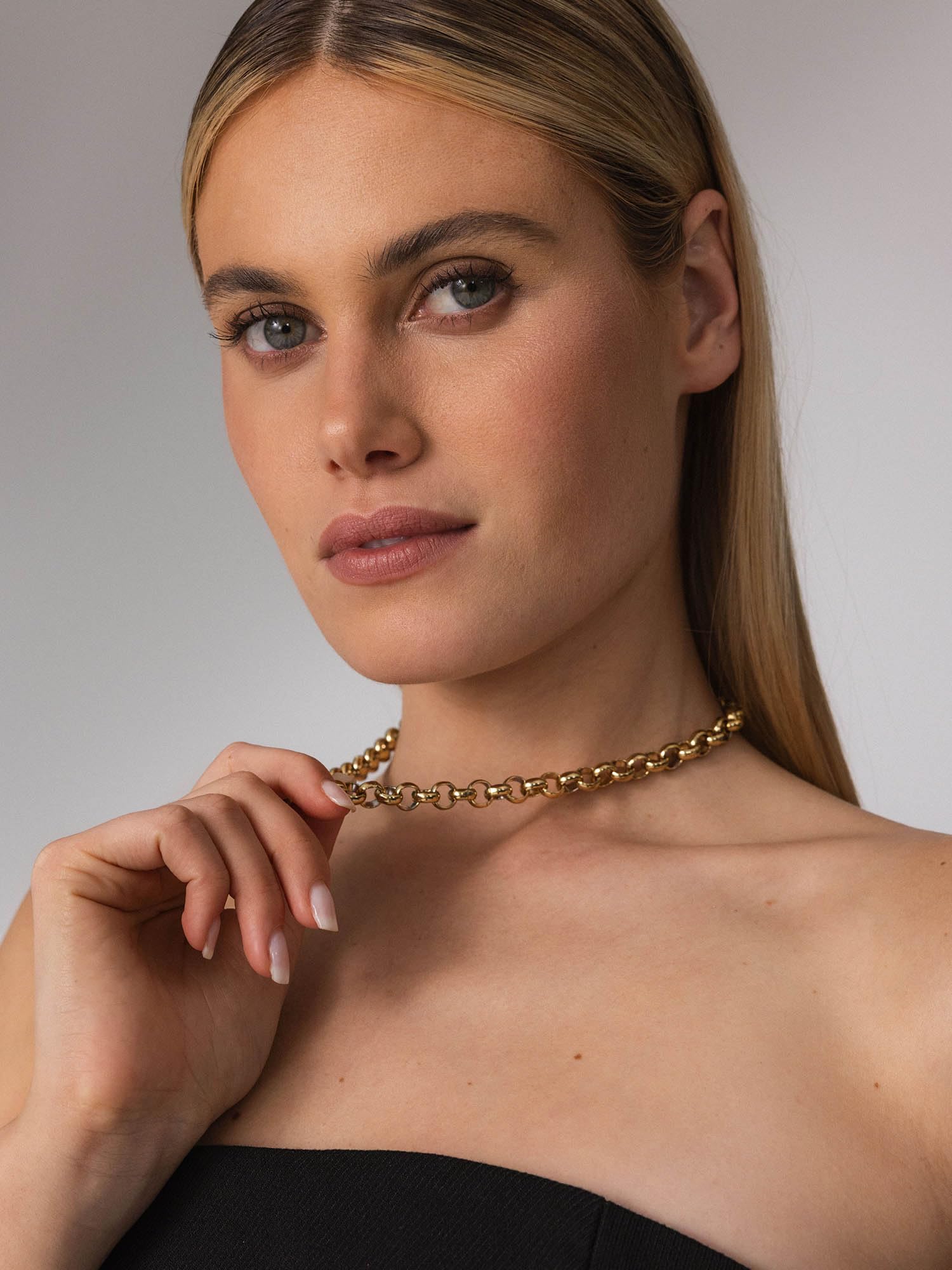 Purelei Gala – Collar con eslabones grandes – Acero inoxidable (oro de 14 quilates/plata/oro rosa de 18 quilates) – Cadena clásica de 45 cm para mujer