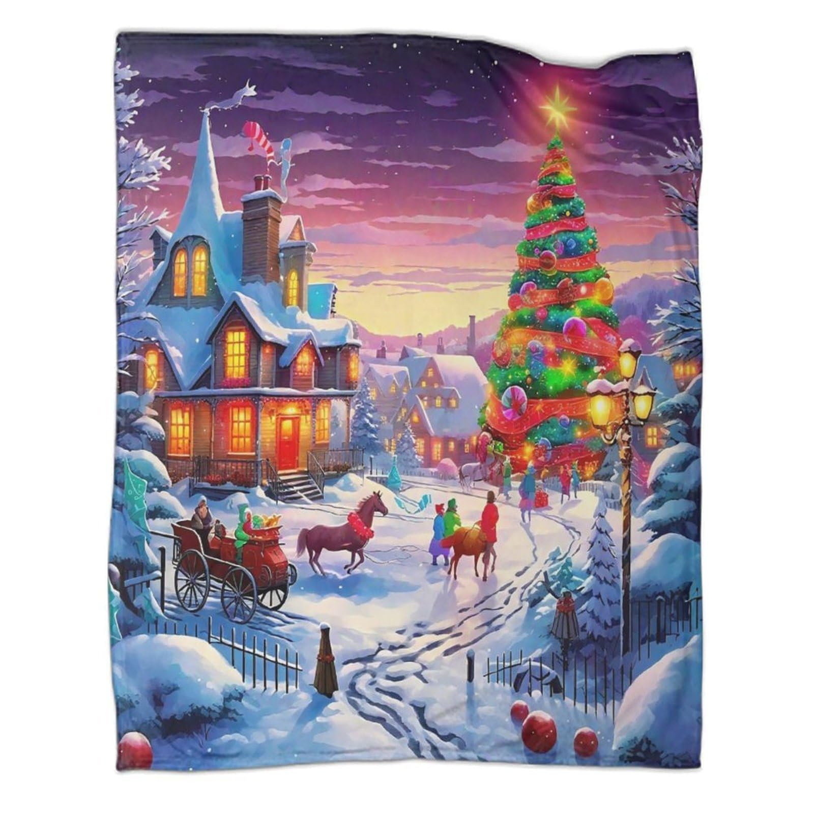 Couverture en flanelle Noël 150x200cm jetable 3D pour décoration de lit d'enfant
