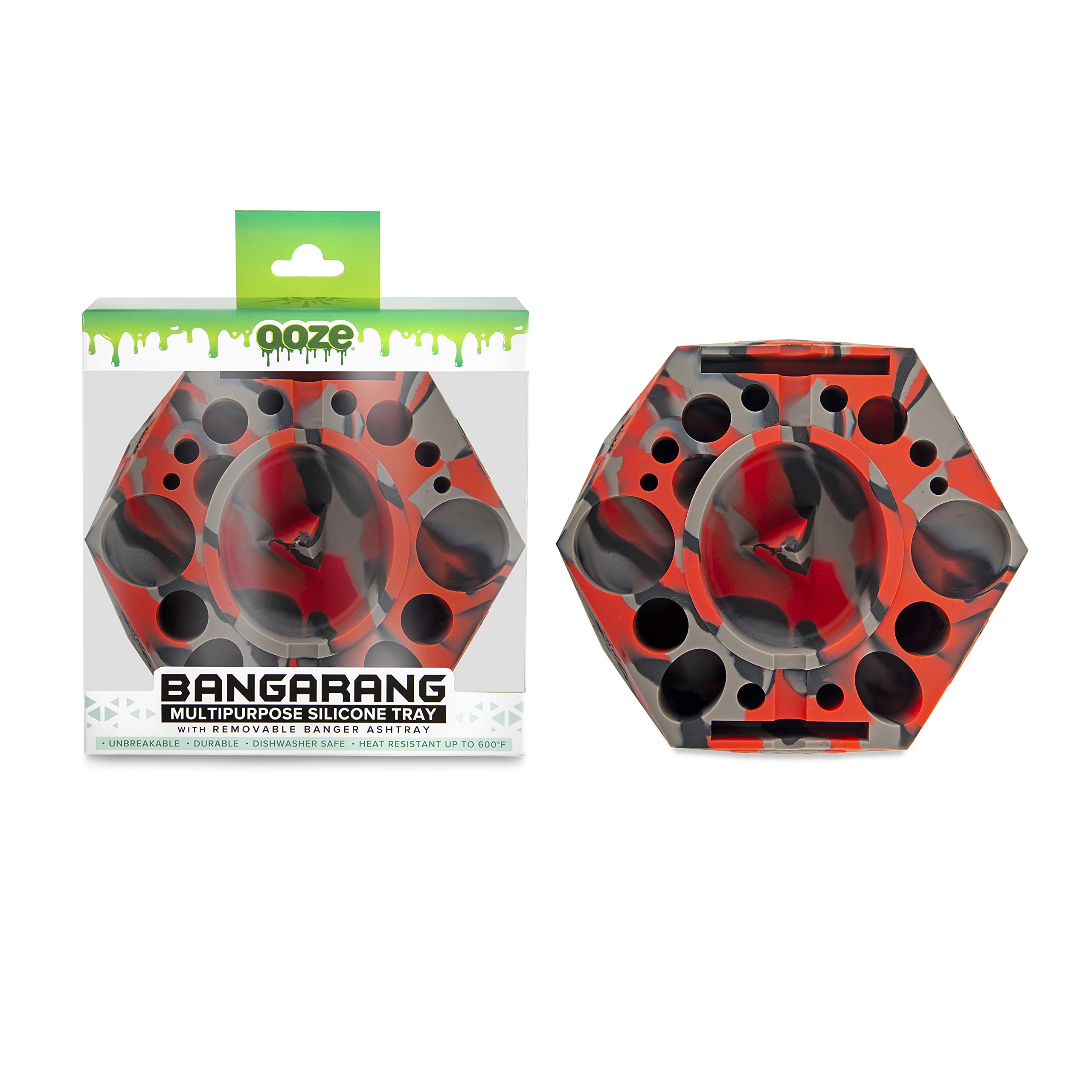 Ooze Bangarang Tray Silicone Ashtray - Cigar Ashtray - Removable Storage Ashtray - Multipurpose Cigarette Ashtray - Banger Tray - Outdoor Ashtray - Unbreakable (After Midnight)