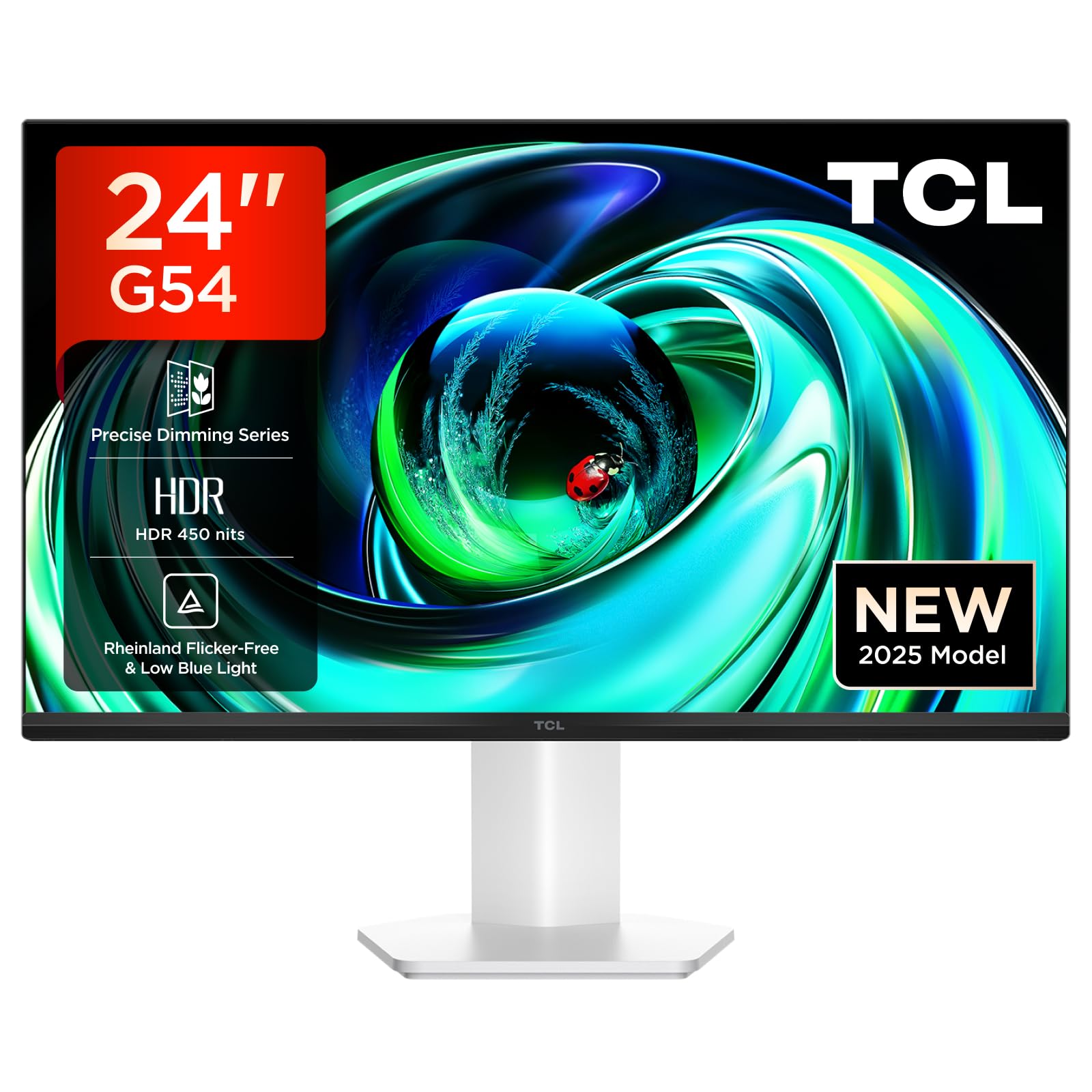 TCL 24G54 – Moniteur Mini-​LED 24″, résolution Full HD, 100 Hz, Dalle VA, 450 nits, Fixation VESA, HDR 400, Grand Espace colorimétrique, certifié TÜV Rheinland antiscintillement & Faible lumière Bleue