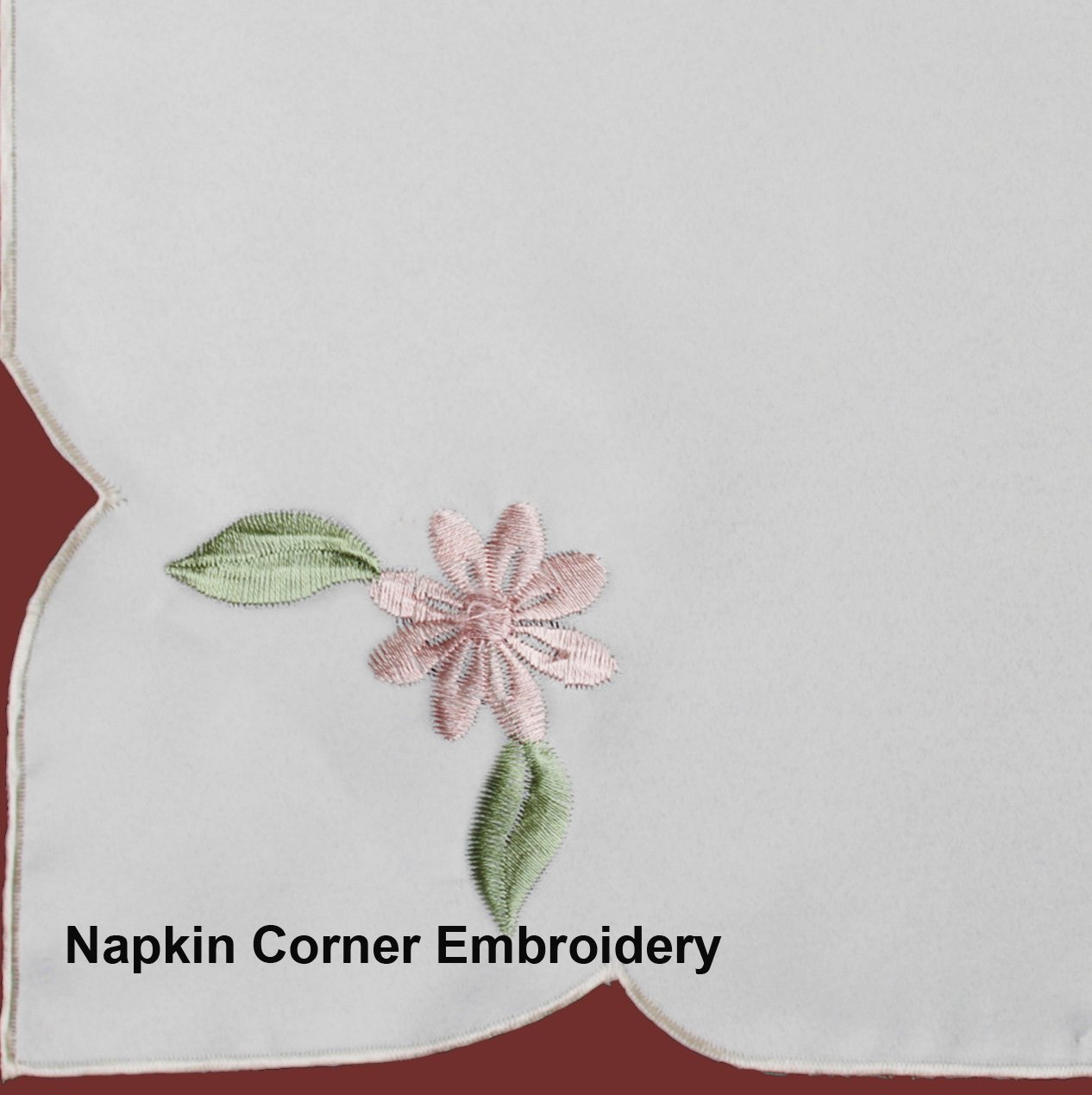 Amazon｜クリエイティブリネン刺繍ピンクローズデイジー花柄パステル