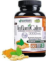Vista 1 de Fórmula 3000 InflamCalm Advanced para mujer con cúrcuma, curcumina, enzimas y boswellia. Vegetariana, sin gluten - (el embalaje puede variar)