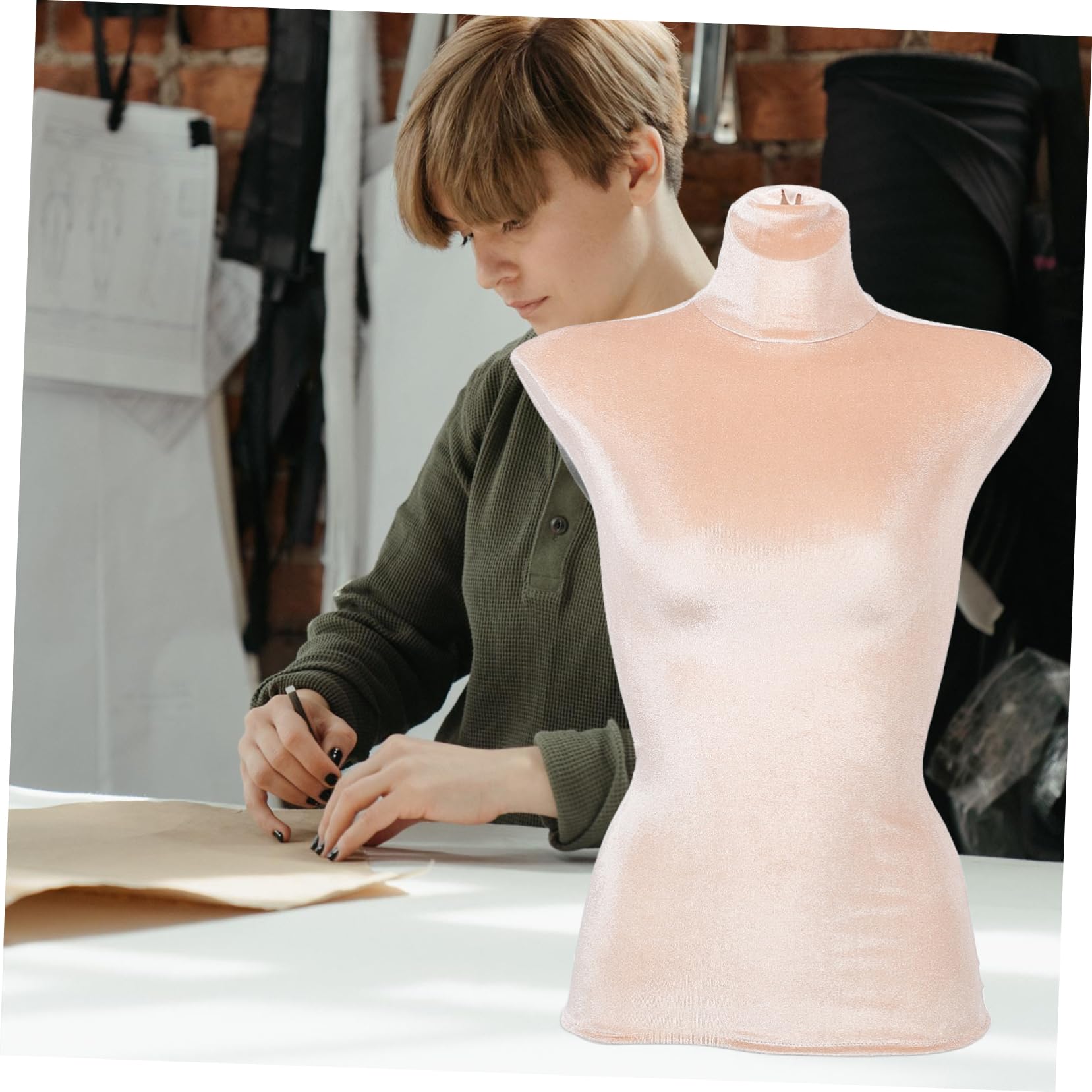 JECOMPRIS Mannequin Velour Cover Half Body Cloth Cover Replacement for Clothing Display Soft Stretch Mannequin Model Body for Retail Store - Image 4