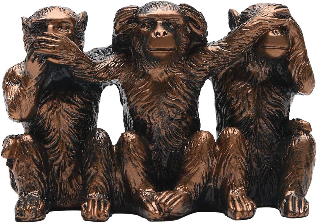 BRASSTAR Three Monkeys Statue See-No Speak-No Hear-No Evil Brown 2.8" Resin Home Office Decoration Gifts PTZD047