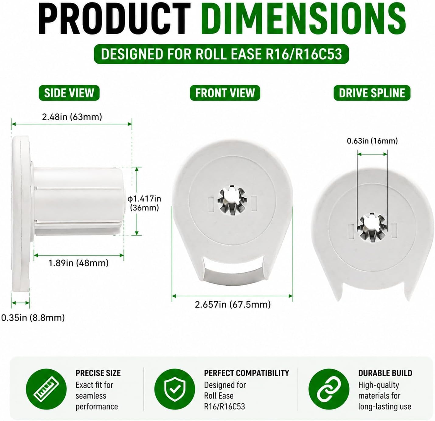 Roll Ease R16 / R16C53 Roller Shade Clutch Replacement ONLY for 1.5" (38mm) Tubes – Clutch Mechanism Only for Roller Blinds & Shades – Fixes Broken R16 Clutch