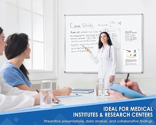 Miniatura 7 de Pizarra blanca magnética de aluminio de 60 x 40 pulgadas con bandeja larga para bolígrafos, pizarra blanca montada en la pared para la escuela, la