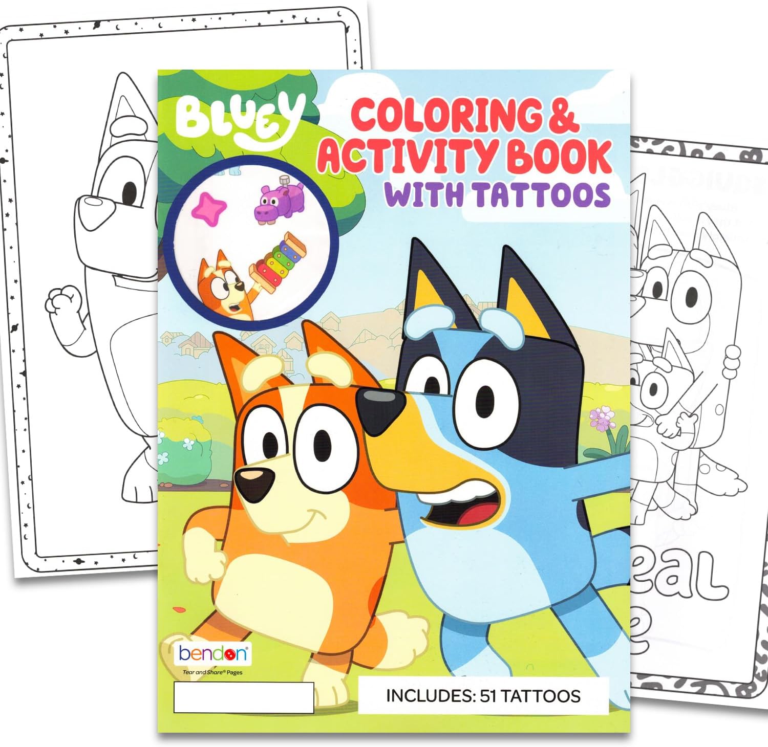 Bluey Coloring Book with Tattoos for Kids Ages 4-8 - Cartoon Coloring Pages, Activities, Games Plus Temporary Tattoos, More | Bluey and Bingo Activity Book for Girls, Boys, Kids