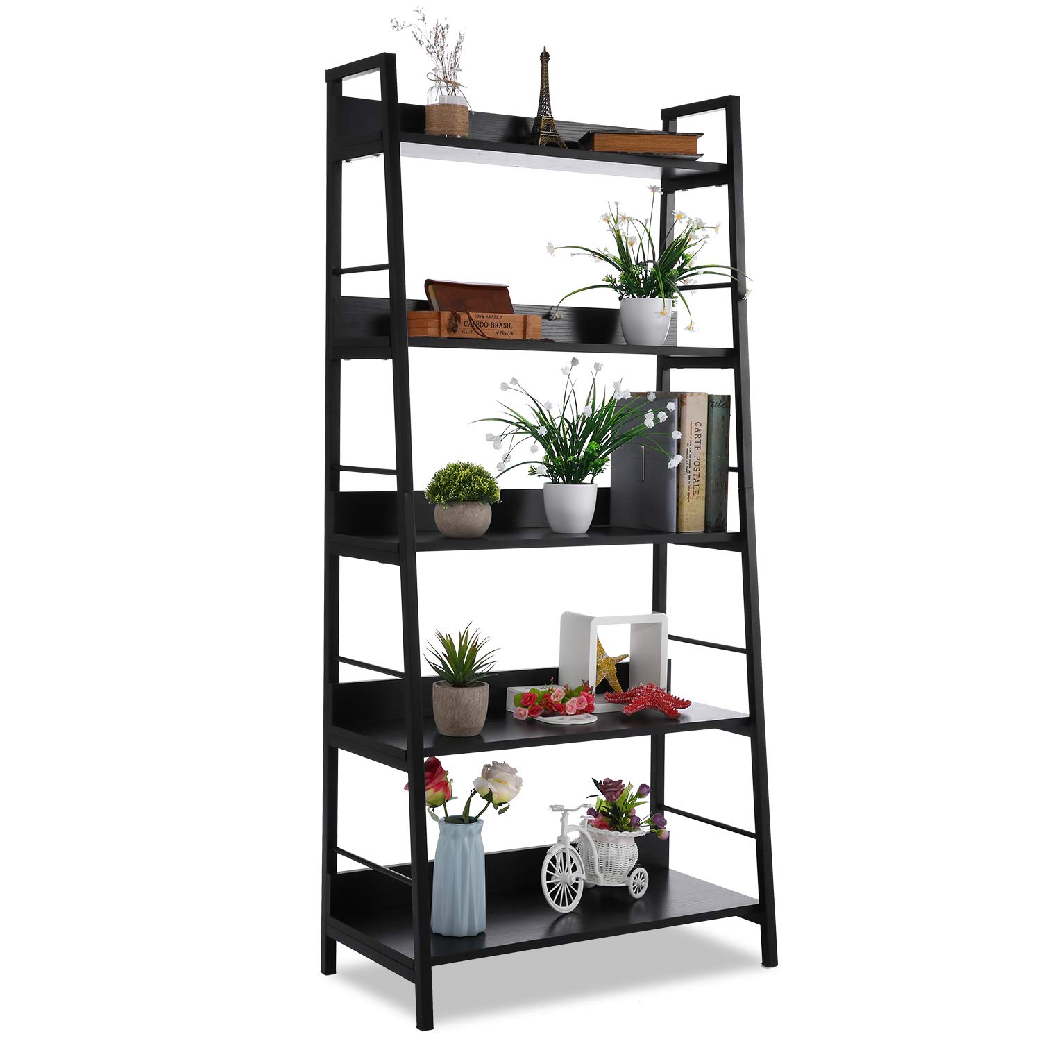 Buy Himimi 5 tier Ladder Bookcase, Industrial Bookshelf, Plant Flower