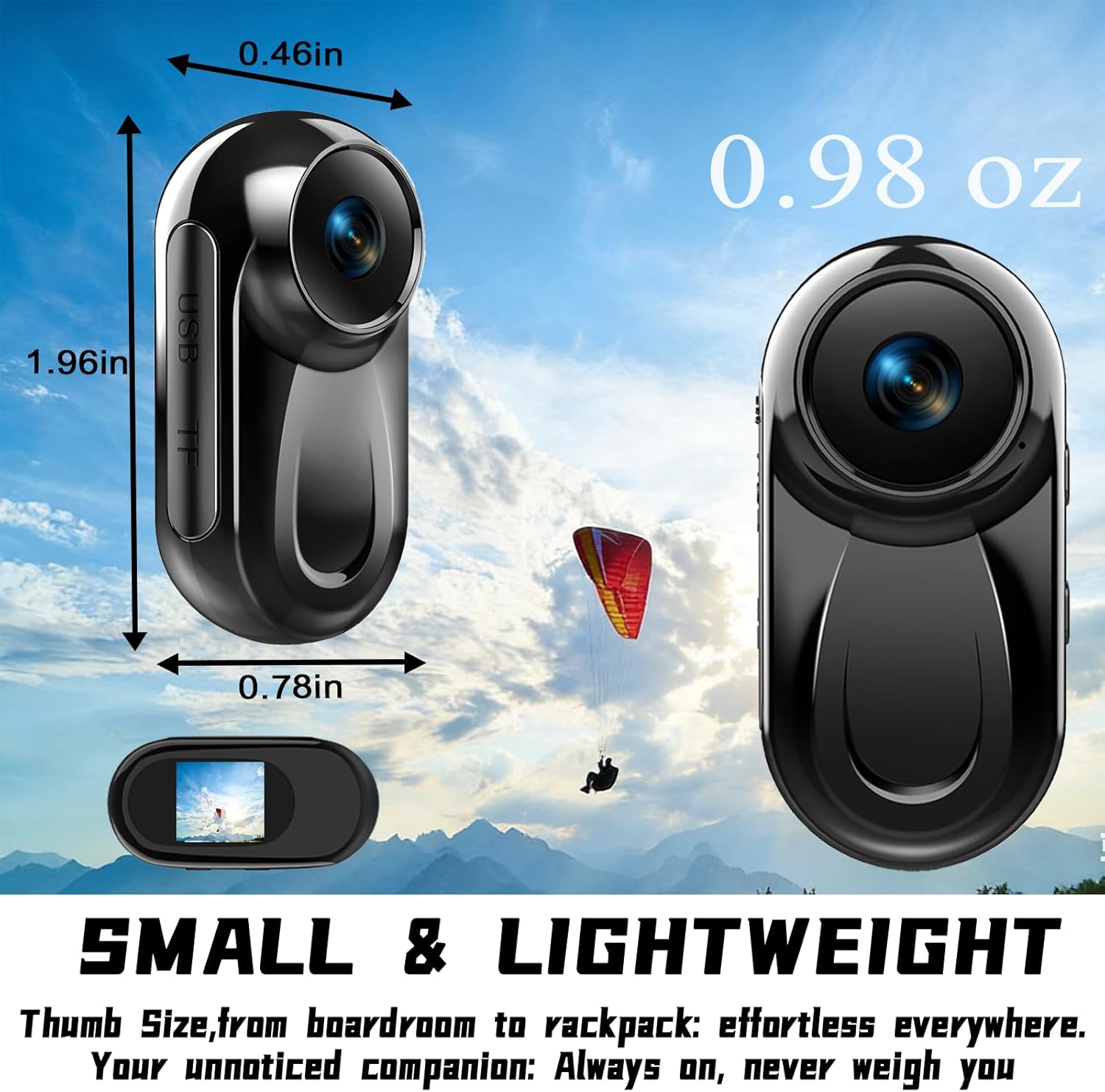 Upgraded 1080P Mini Wearable Body Worn Camera with Audio & Video Recording,Sports Action Camera,Thumb Size POV Cam,Magnetic Back Clip Camcorder for Cycling,Work,Guard,Trave,64GB,Black