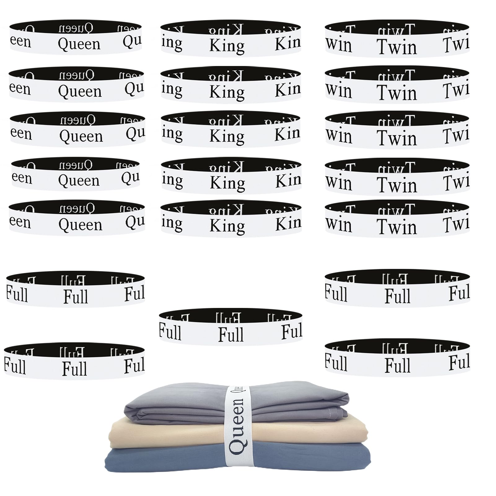 Yermivie 20 Pieces Bed Sheet Organizer Bands, Sheet Organizers and Storage Label Bands, Sheet Label for Bedding, Sheets Organizer for Closet,Sheet