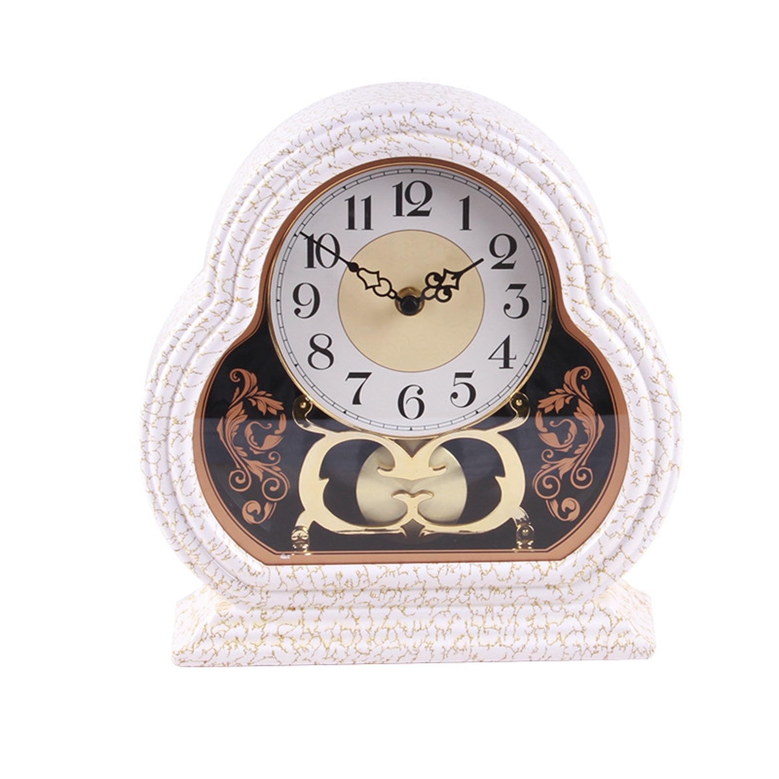 VNVFJKLO vintagewall clock, Mantel Clock With Silent Movement,Antique Style, Battery Powered Standing Mantle Shelf(White)