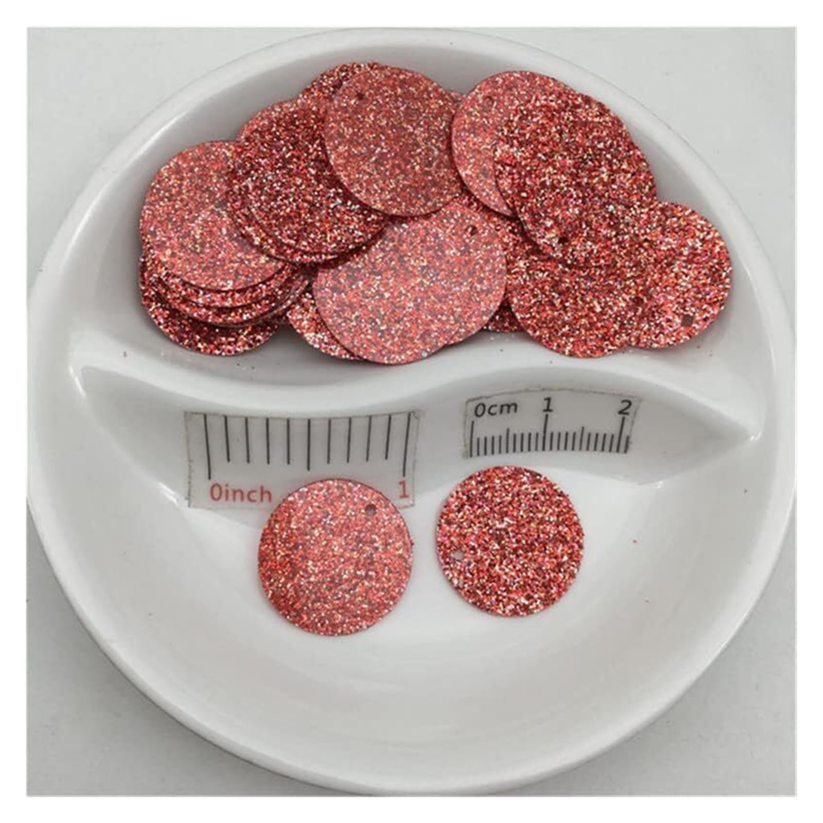 Cekiny do przyszywania, Luźne cekiny w opakowaniu 50 sztuk, wielokolorowe, płaskie, okrągłe, 6-20 mm, z otworem bocznym, do majsterkowania(Pink)