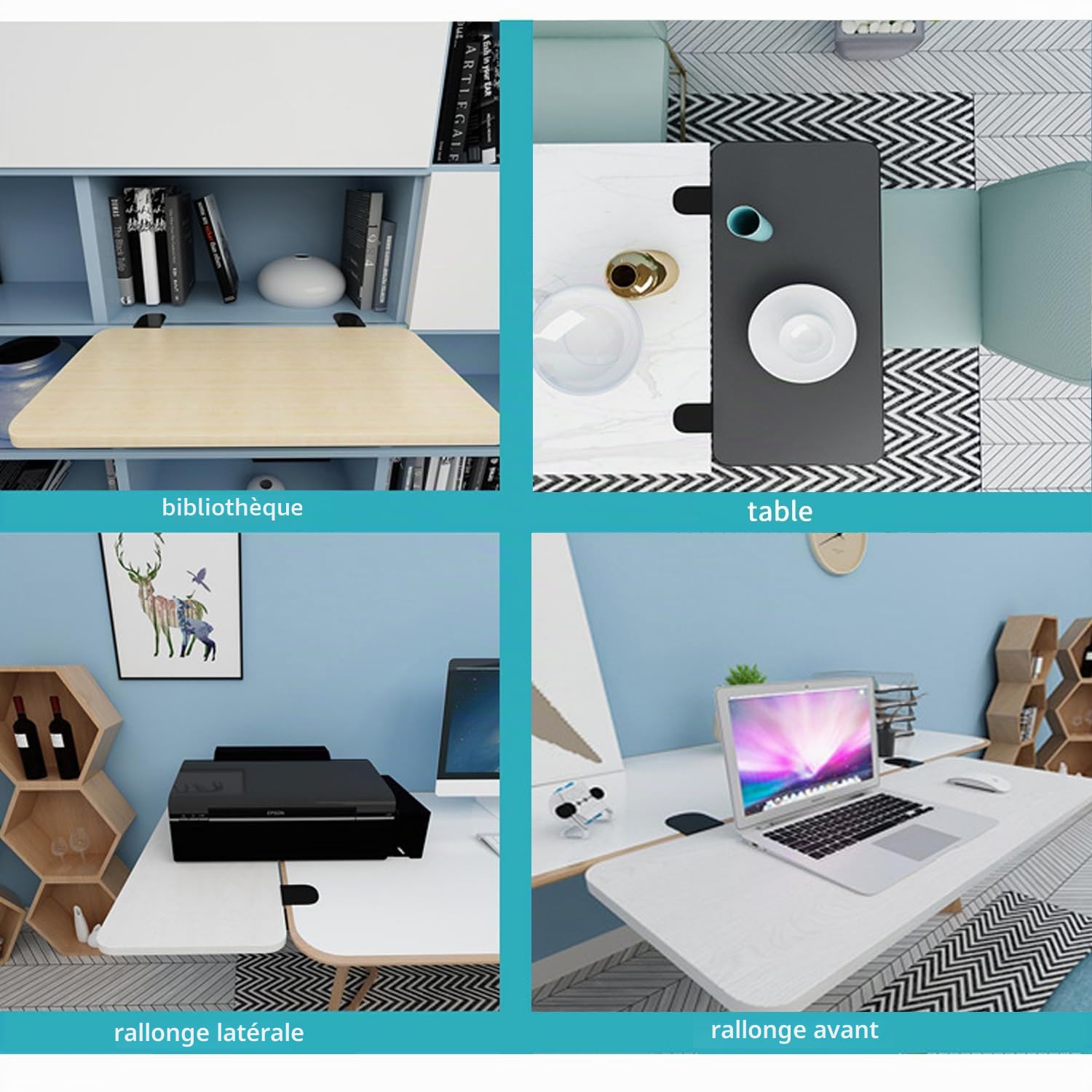 Extension de Bureau Pliable à 90° 52x25cm, Plateau d'extension Ergonomique, Rallonge pour Clavier, Installation sans Perçage, Extension Bureau Pratique (chêne - 52 x 25 cm)