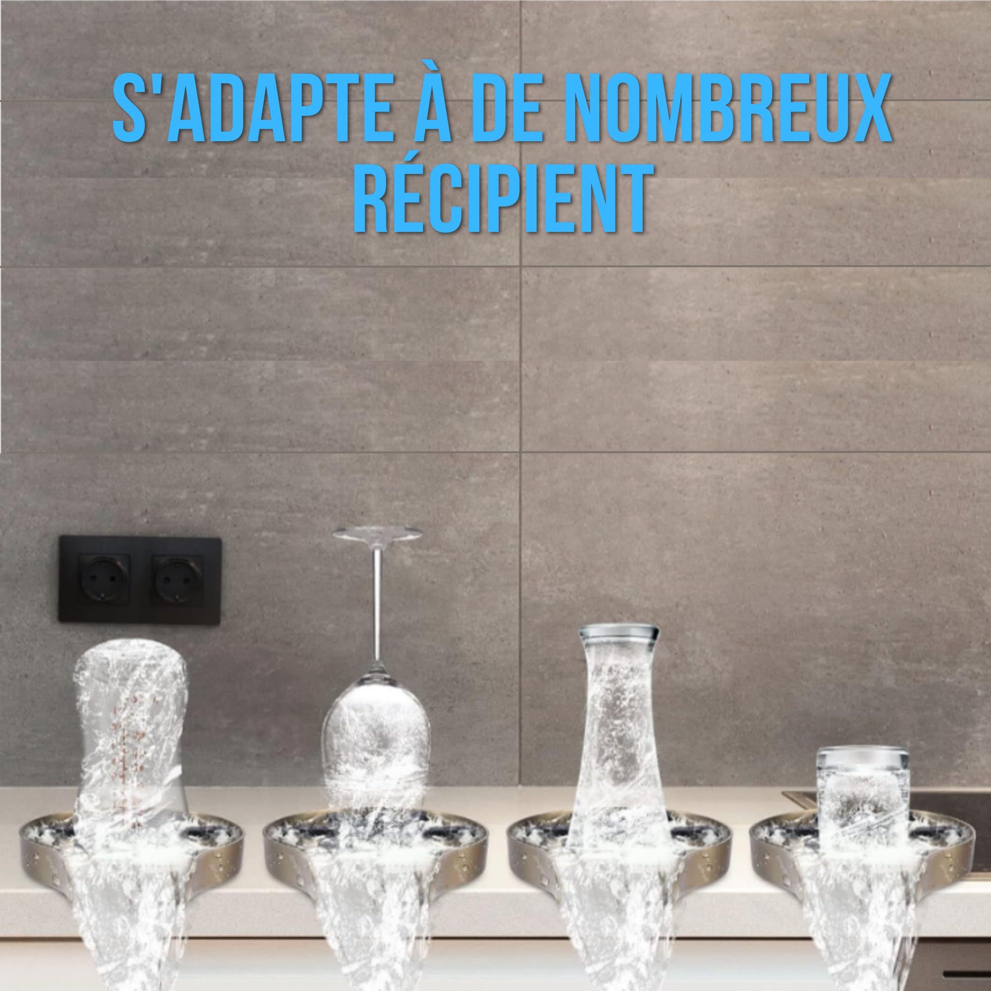 Akenz - Enjuague de cristal automático para fregadero de cocina, accesorio multifunción a presión para limpiar vasos, biberones, cerveza, profesional, restaurante inoxidable (plata)