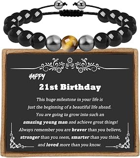 Sereney 9 10 11 12 13 15 16 18 21 30 40 50 60 Year Old Birthday Gifts for Him Boys, Handmade Triple Protection ID Bracelets as Adjustable National Boyfriend Day Bracelets for Boys Son Grandson Dad Man