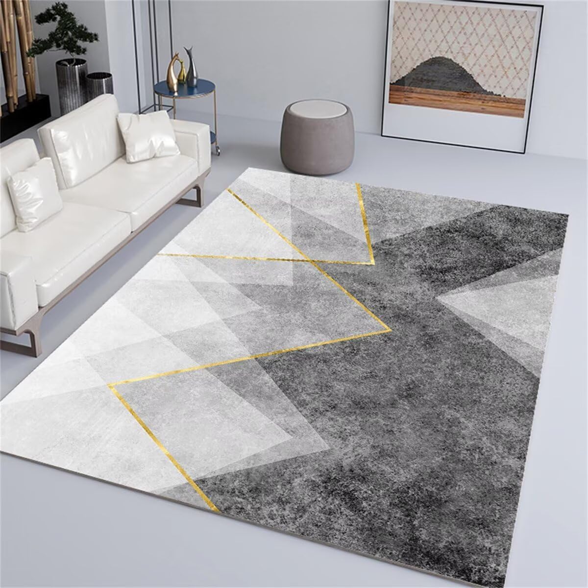Tapis de cuisine géométrique gris 60x120cm pour réchauffer l'ambiance de votre déco salon
