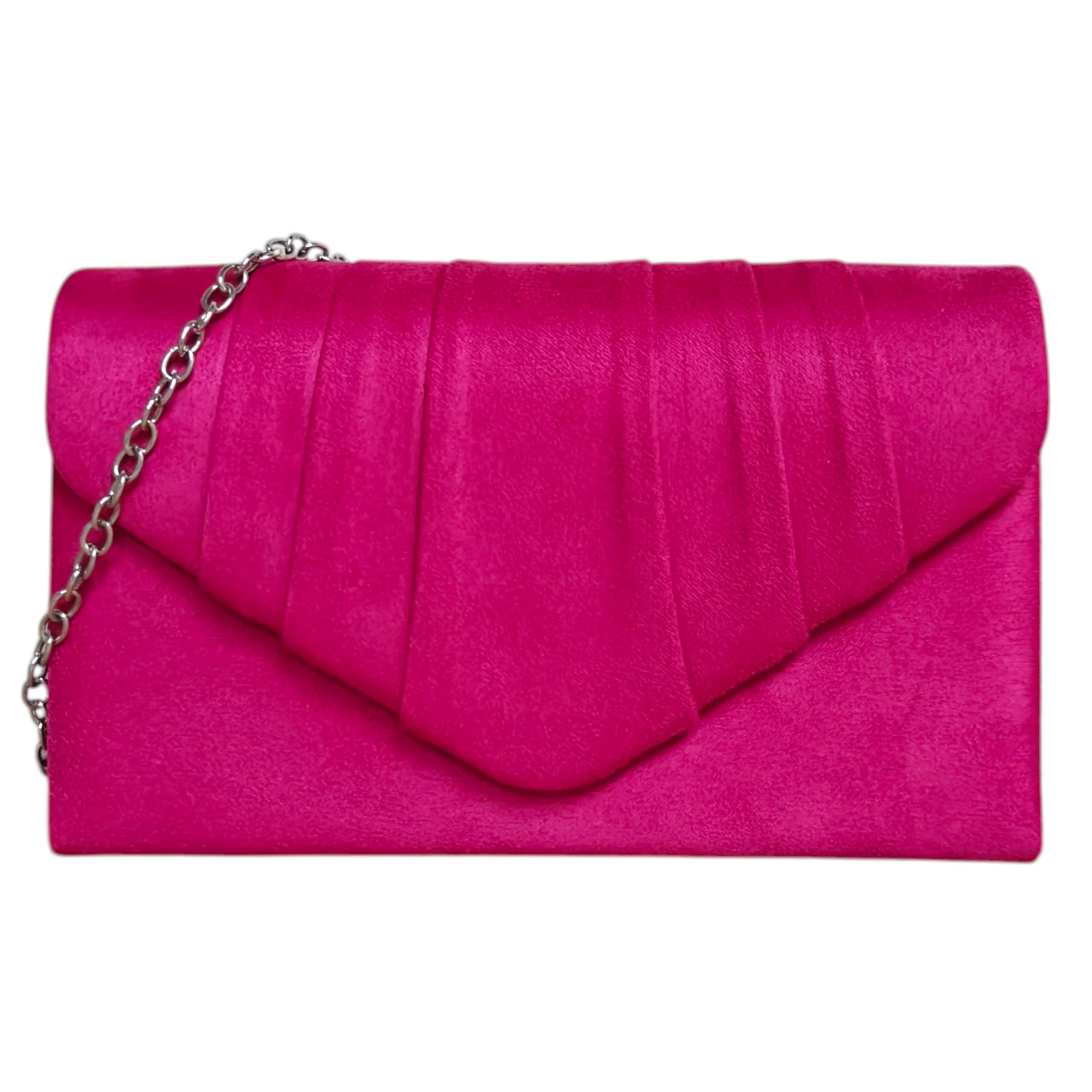 fi9 Bolso de mano plisado de ante liso para boda, fiesta, graduación, noche, bolso de mano