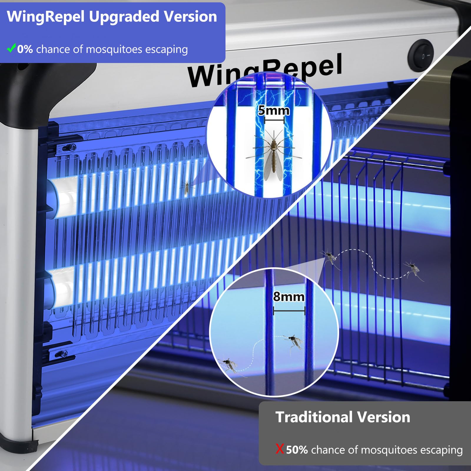 Trappola per zanzara elettrica UV lampada anti zanzara interna 30 W, 2400 V uccide zanzara elettrica efficace per mosche, vespe, moscerini, zanzare, tarme