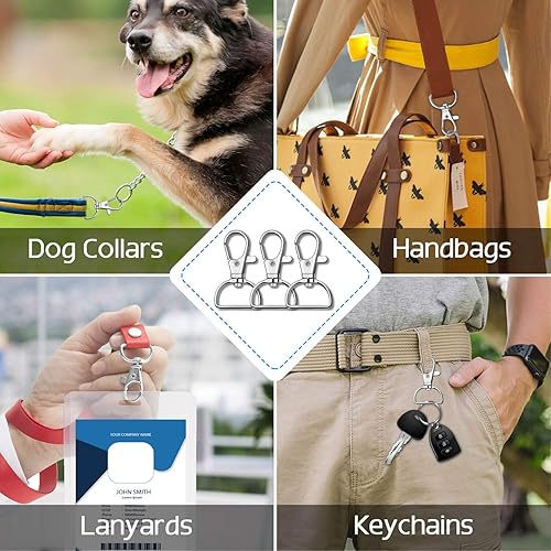 Miniatura 13 de anezus - 80 ganchos de clip para llavero, clip de anillo D para hacer llaves, fabricación de cordones, accesorios para bolso, manualidades