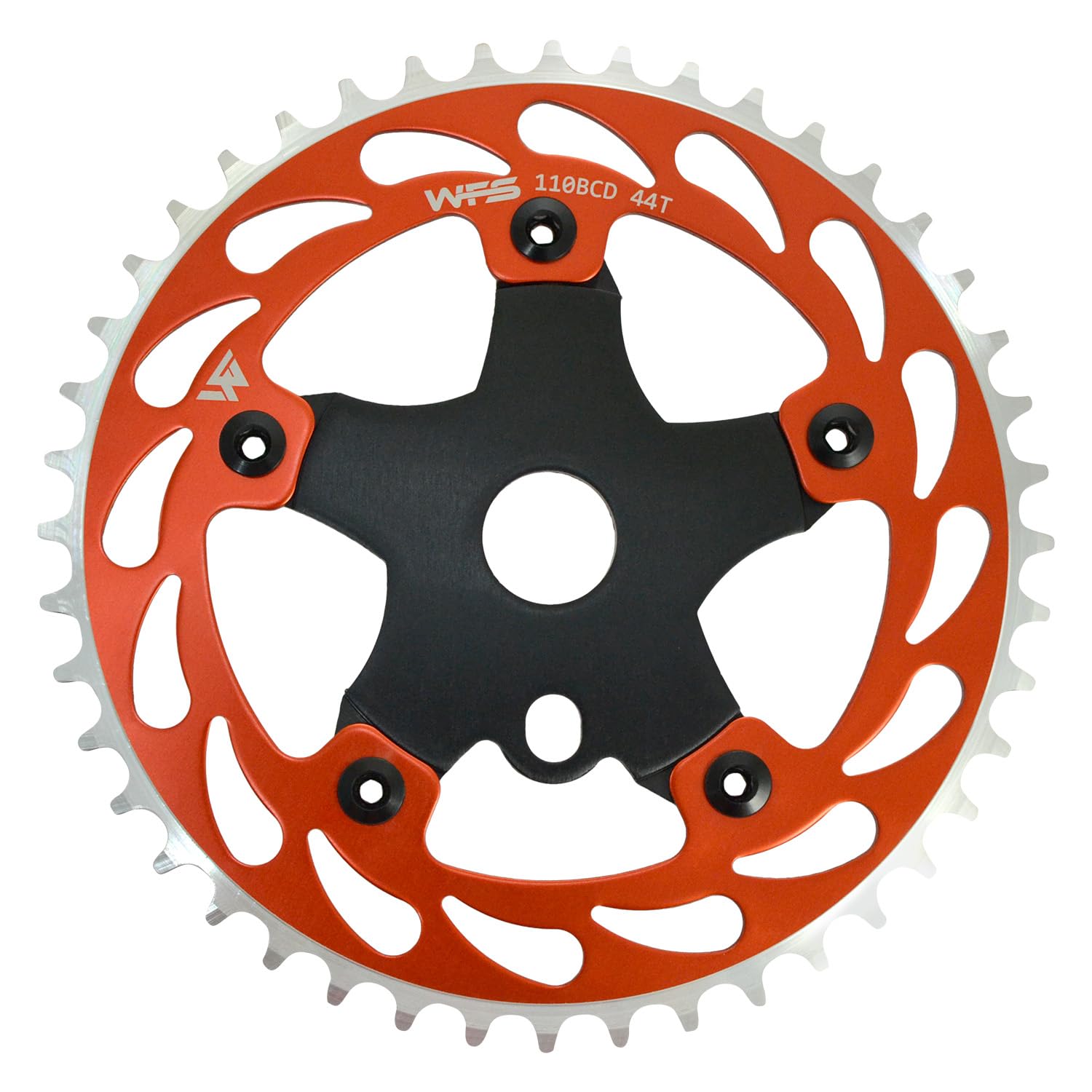 WFS Helix Chainring w/Spider Sprocket 44T 1/8" 110mm BCD 5 Arm Hole for Old School Mountain Bike, Road Bikes, MTB And BMX Single Speed Fixie