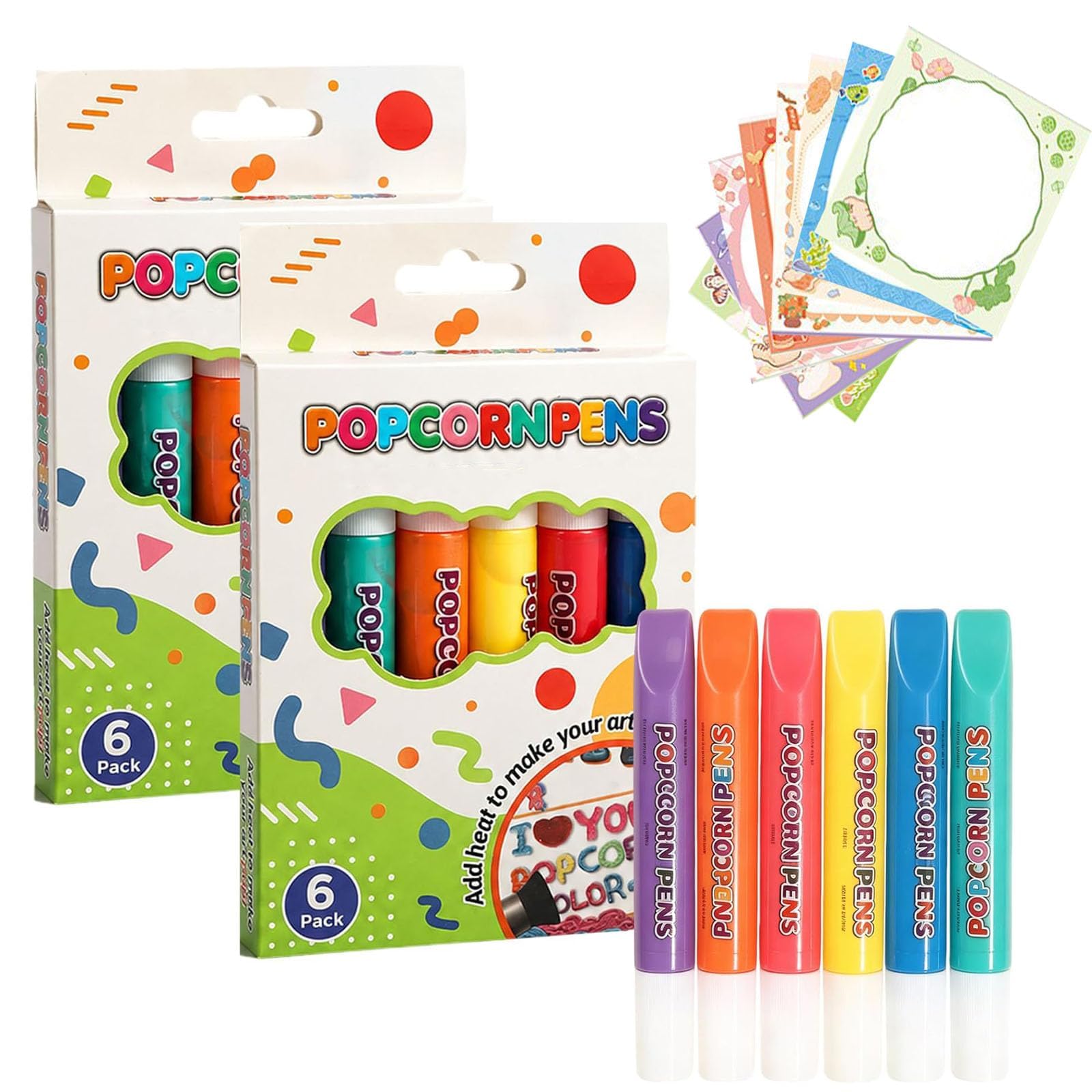 Topacme 3D Relief Art Pen Popcorn Puffy Pen，2 Bags