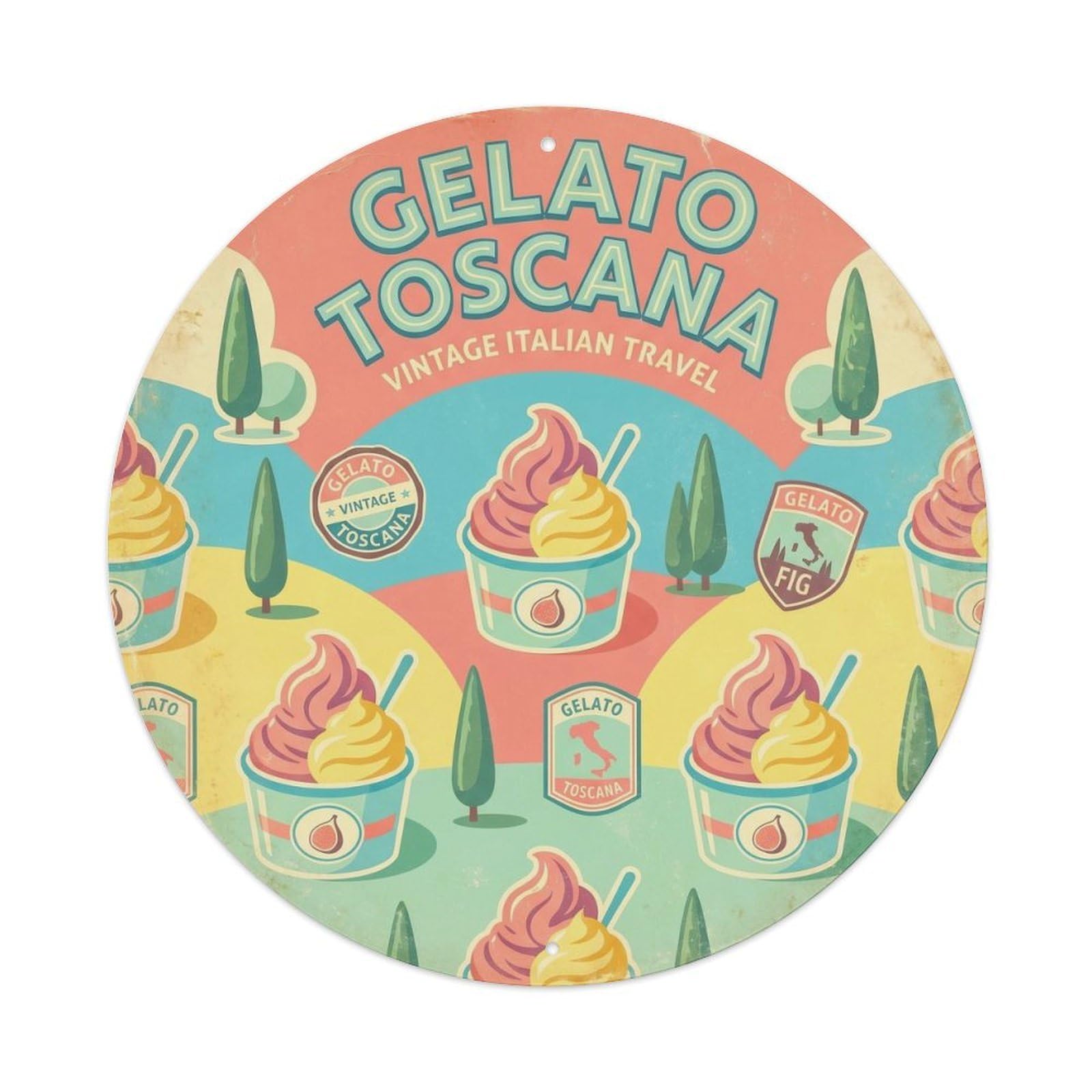 Gelato Dessert Culture Travel Cuisine Parlor Metal Tin Sign