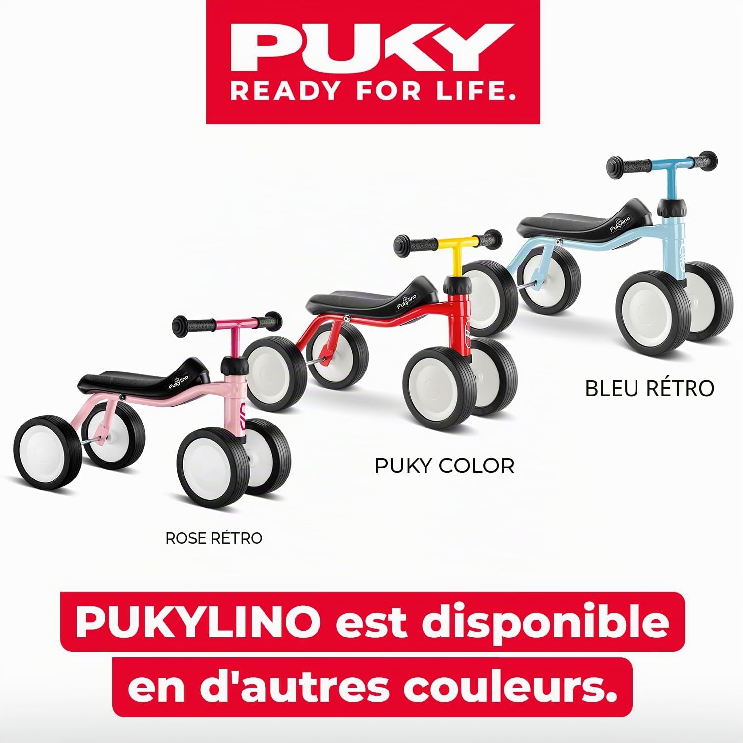 PUKY PUKYLINO Bleu Rétro | Draisienne Bebe 1 an | Velo Bebe sans pédales | Draisienne evolutive avec poignées sécurité, siège Ergonomique et Roues silencieuses | Revêtement Antichoc | Jouet bébé 1 an