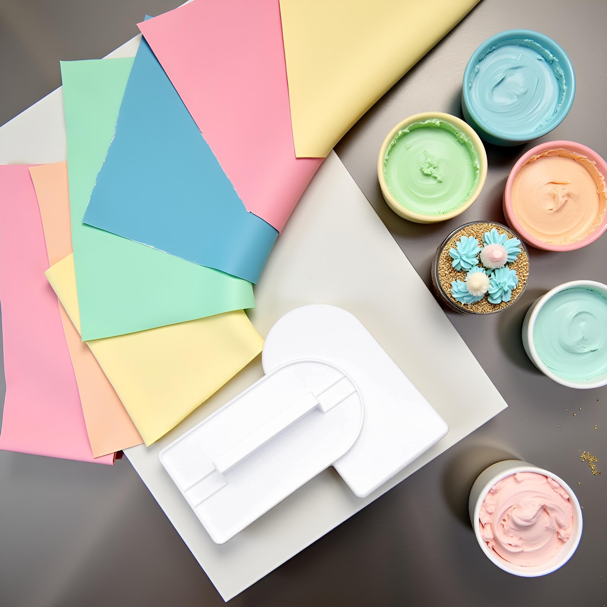 2 piezas de plástico blanco para glaseado de fondant, herramienta de paleta para decoración de pasteles, esculpir y modelar, herramientas de decoración