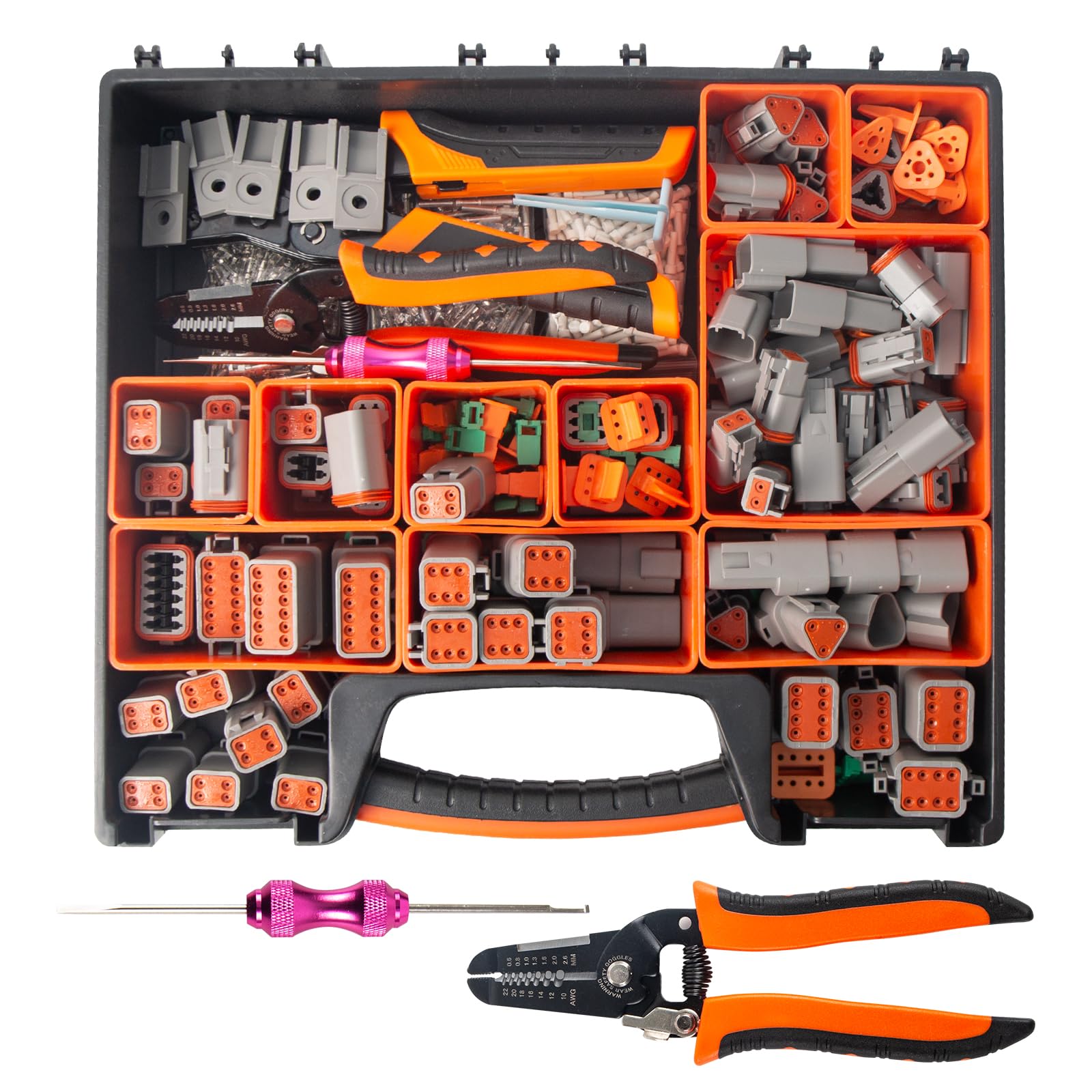Juego de conectores alemanes de 924 piezas, conector de coche con crimpadora, pelacables y herramienta de desbloqueo, 2/3/4/6/8/12 pines, compatible con la serie DT