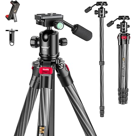 Treppiede K&F Concept Carbonio - Leggero, Con Testa A Sfera 360°, Carico 15kg, Per DSLR E Videocamere - Foto 4