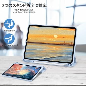 iPad a16 Case 2025 Model Compatible iPad 11th Generation 10th Generation Case 11/10.9 Inch Tri-fold Stand with Pencil Storage Holder Lightweight Thin Shock-resistant Auto Sleep Function Sky Blue