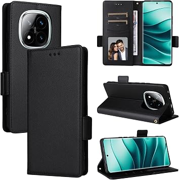 Compatible with Redmi Note 14 Pro 4G Wallet Case,PU Leather Folio Flip Case Compatible with Redmi Note 14 Pro 4G Cell Phone Leather Case Black