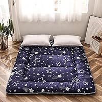 Vista 379 de Colchón futón japonés de piso gris constelación, de piso tatami, portátil, para acampar, para niños, sofá cama plegable enrollable con protector